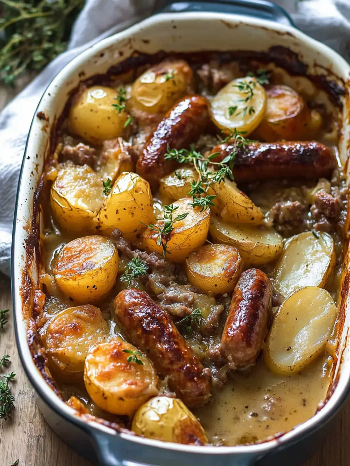 Sausage Bake with Potatoes and Gravy