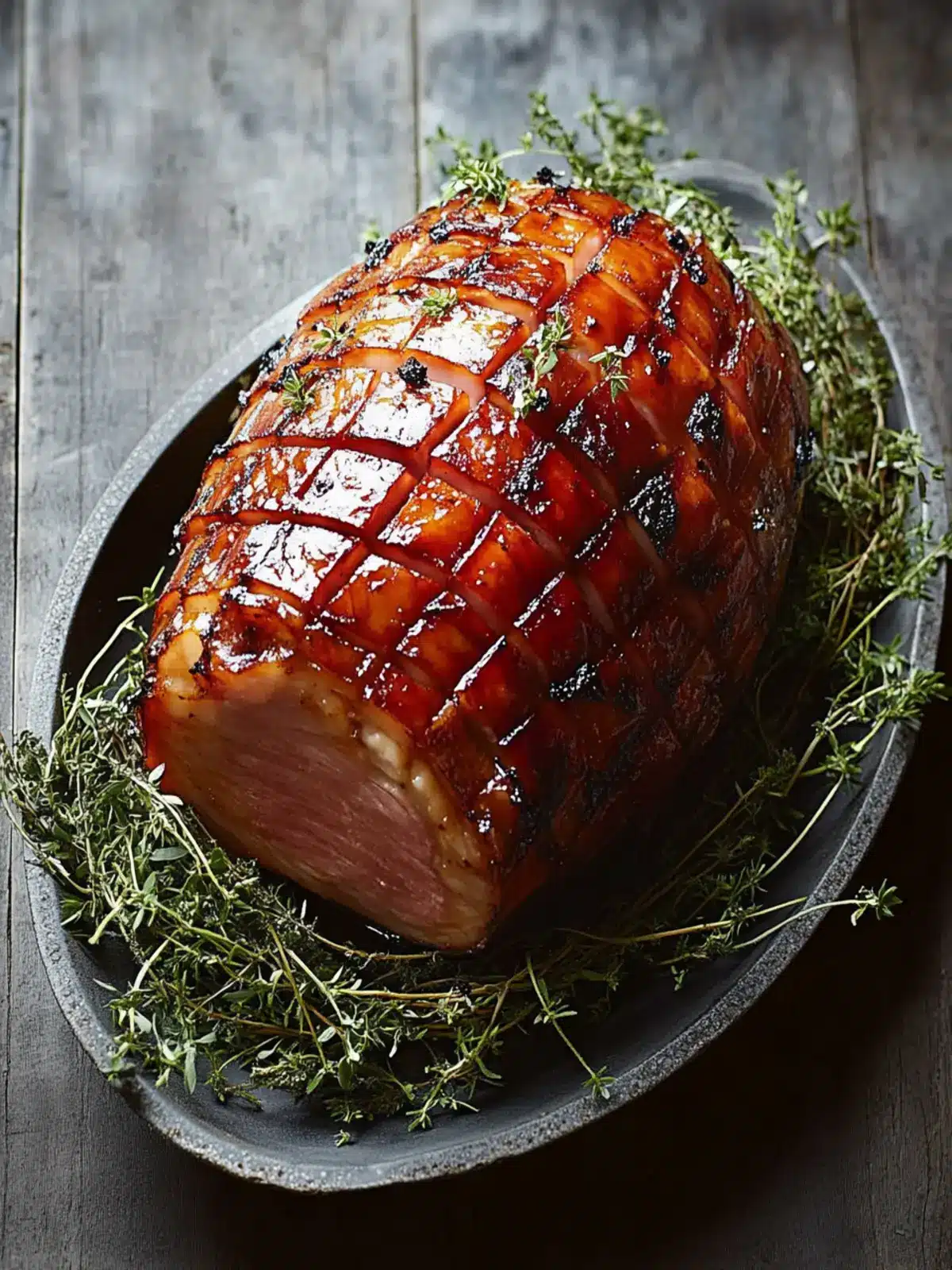 bourbon marmalade and ginger glazed ham