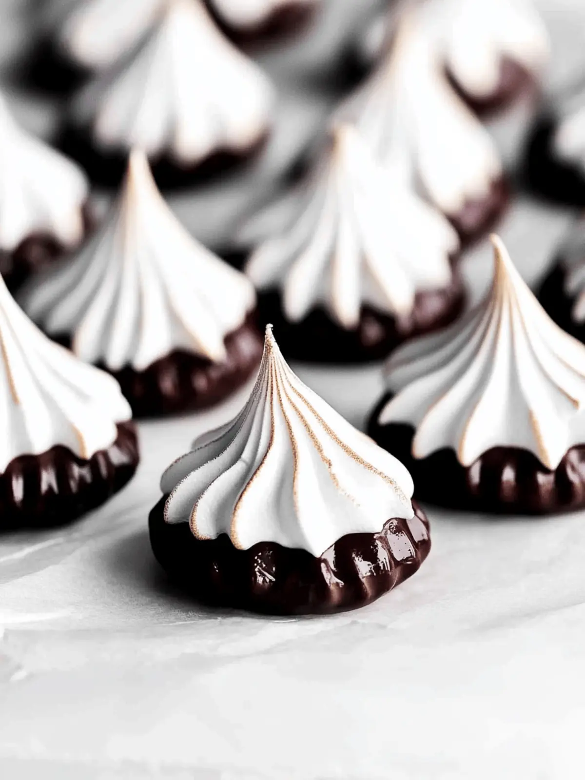 Melt-in-Your-Mouth Chocolate Dipped Meringue Cookies 3 Chocolate Dipped Meringue Cookies