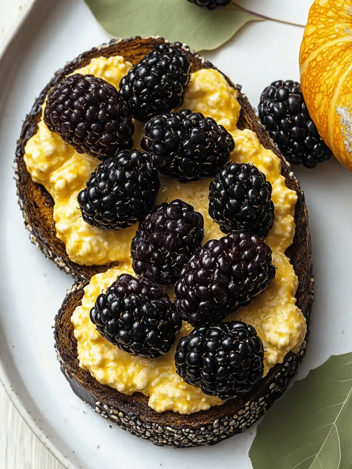 Pumpkin Whipped Ricotta Toast with Blackberries