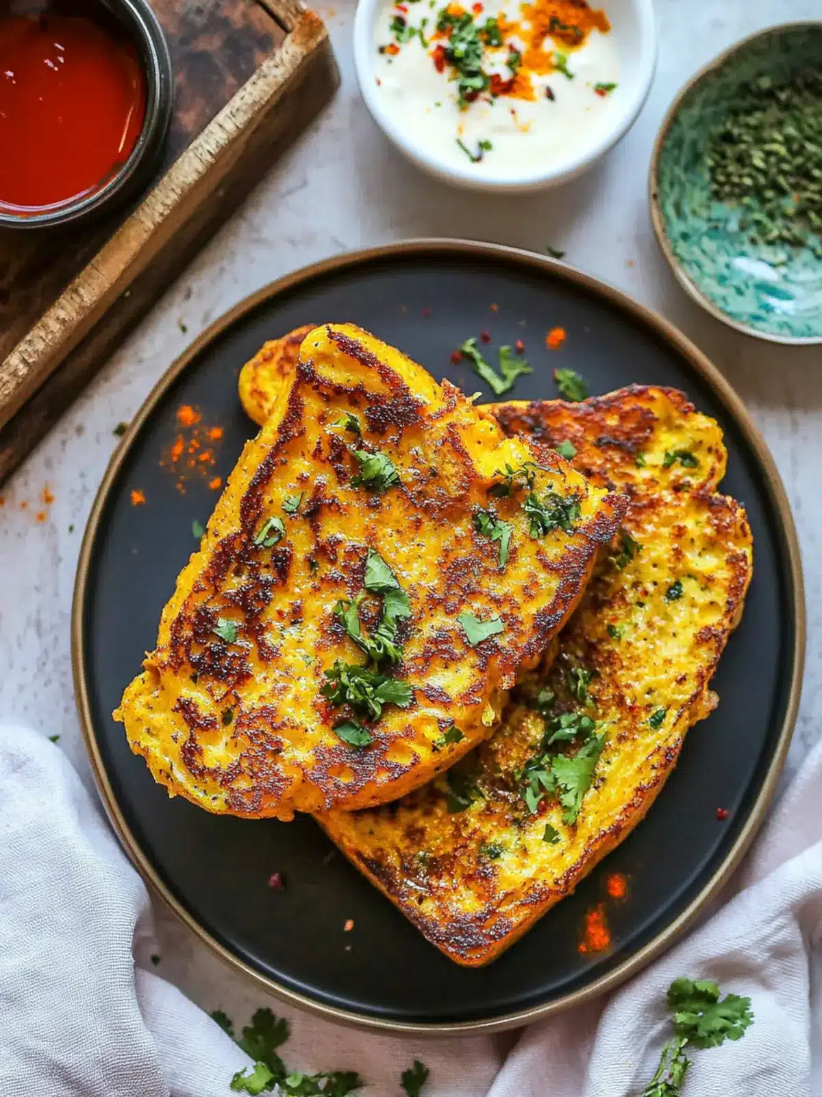 Masala French Toast with Turmeric & Chili