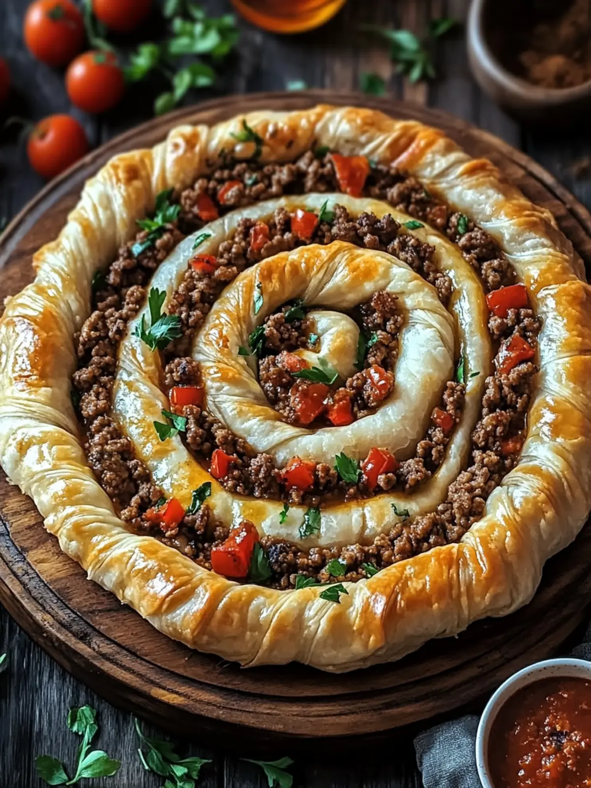 Savor Flaky Turkish Spiral Borek with Spiced Ground Beef 4 Turkish Spiral Borek with Spiced Ground Beef