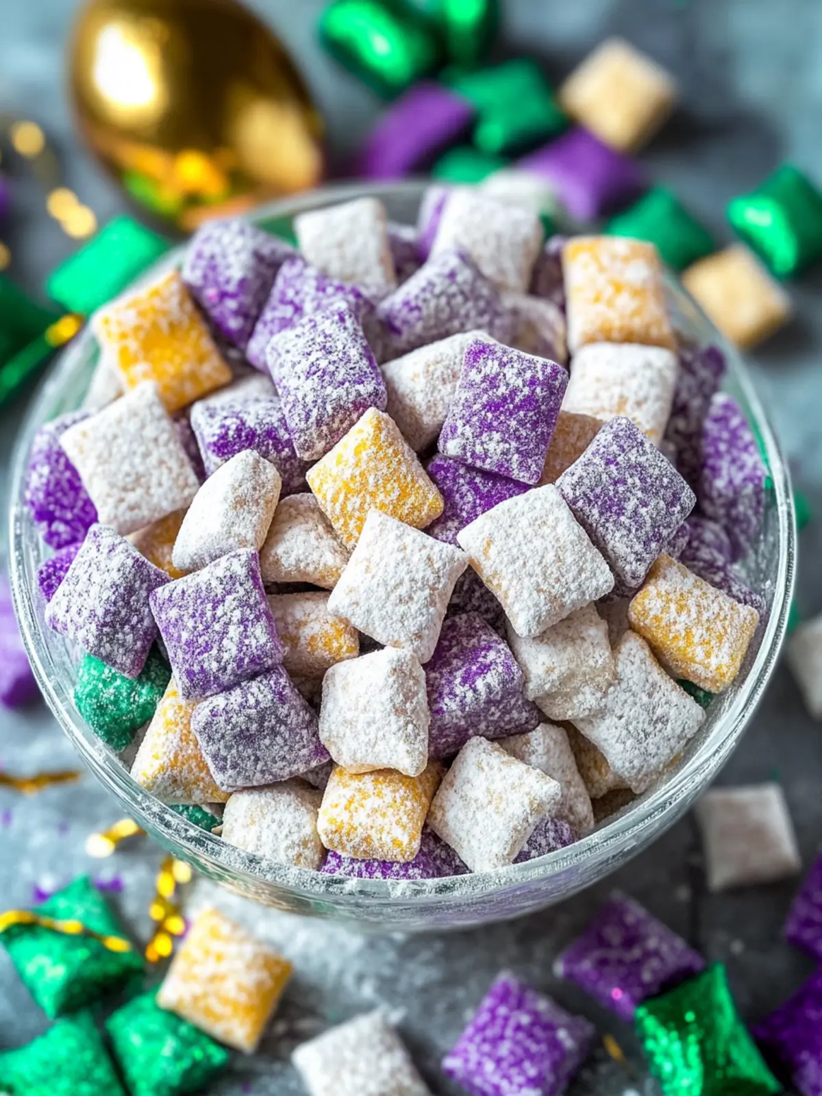 Mardi Gras Puppy Chow: A Fun, Gluten-Free Festive Treat 4 Mardi Gras Puppy Chow