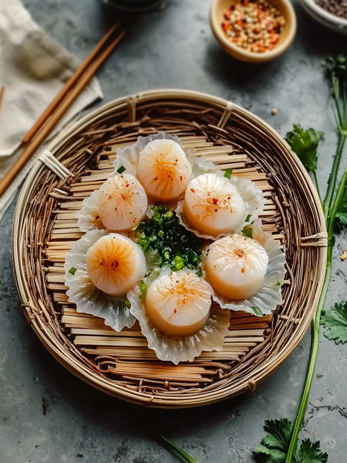 Steamed Scallops with Glass Noodles