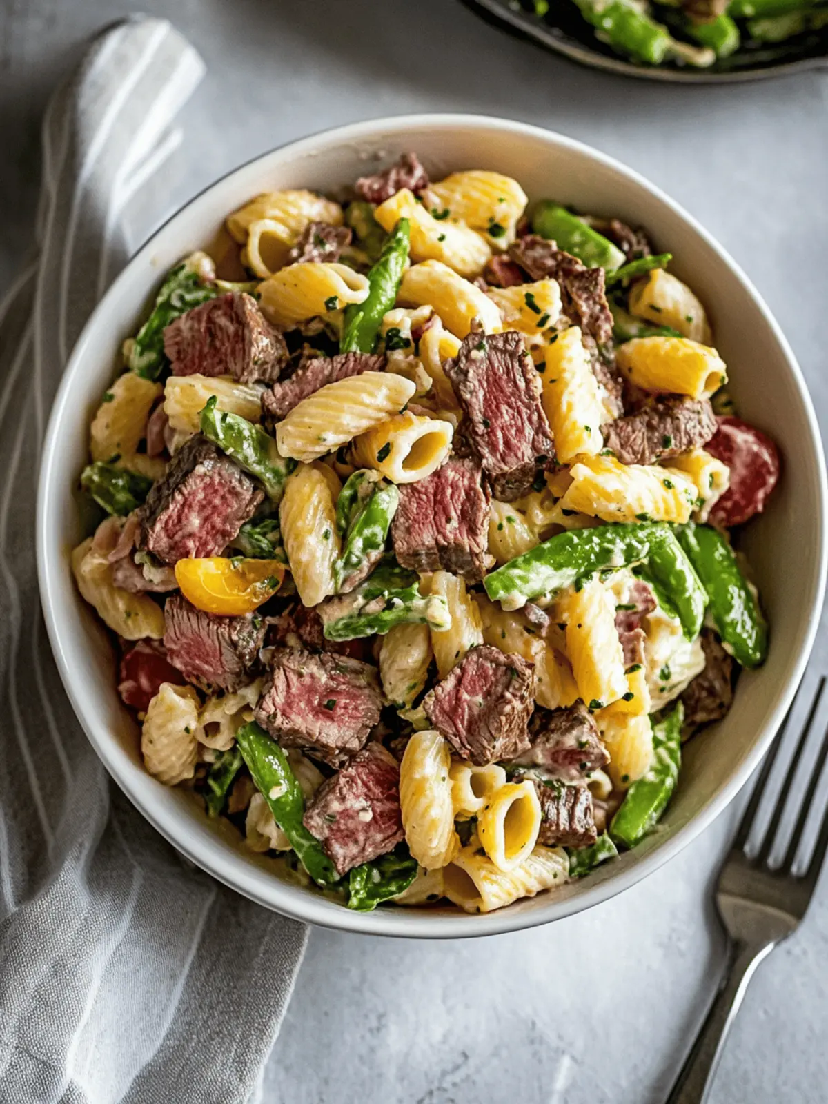 Savory Steak Pasta Salad with Creamy Asparagus Dressing 2 Steak Pasta Salad