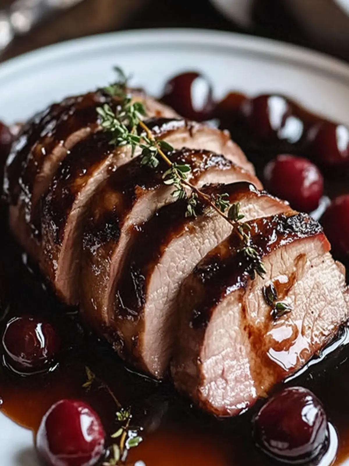 Cherry Balsamic Glazed Pork Tenderloin