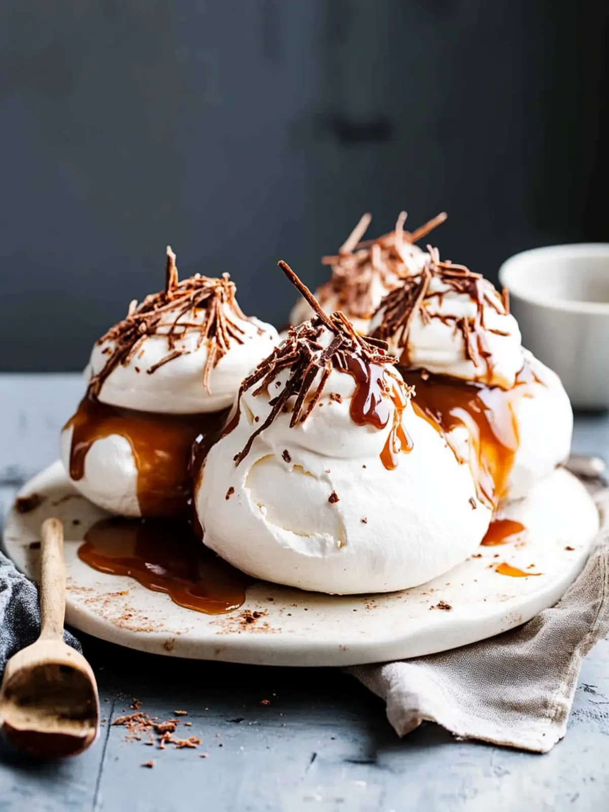 Divine Chocolate Pavlova with Salted Caramel Sauce Delight 4 Chocolate Pavlova with Salted Caramel Sauce