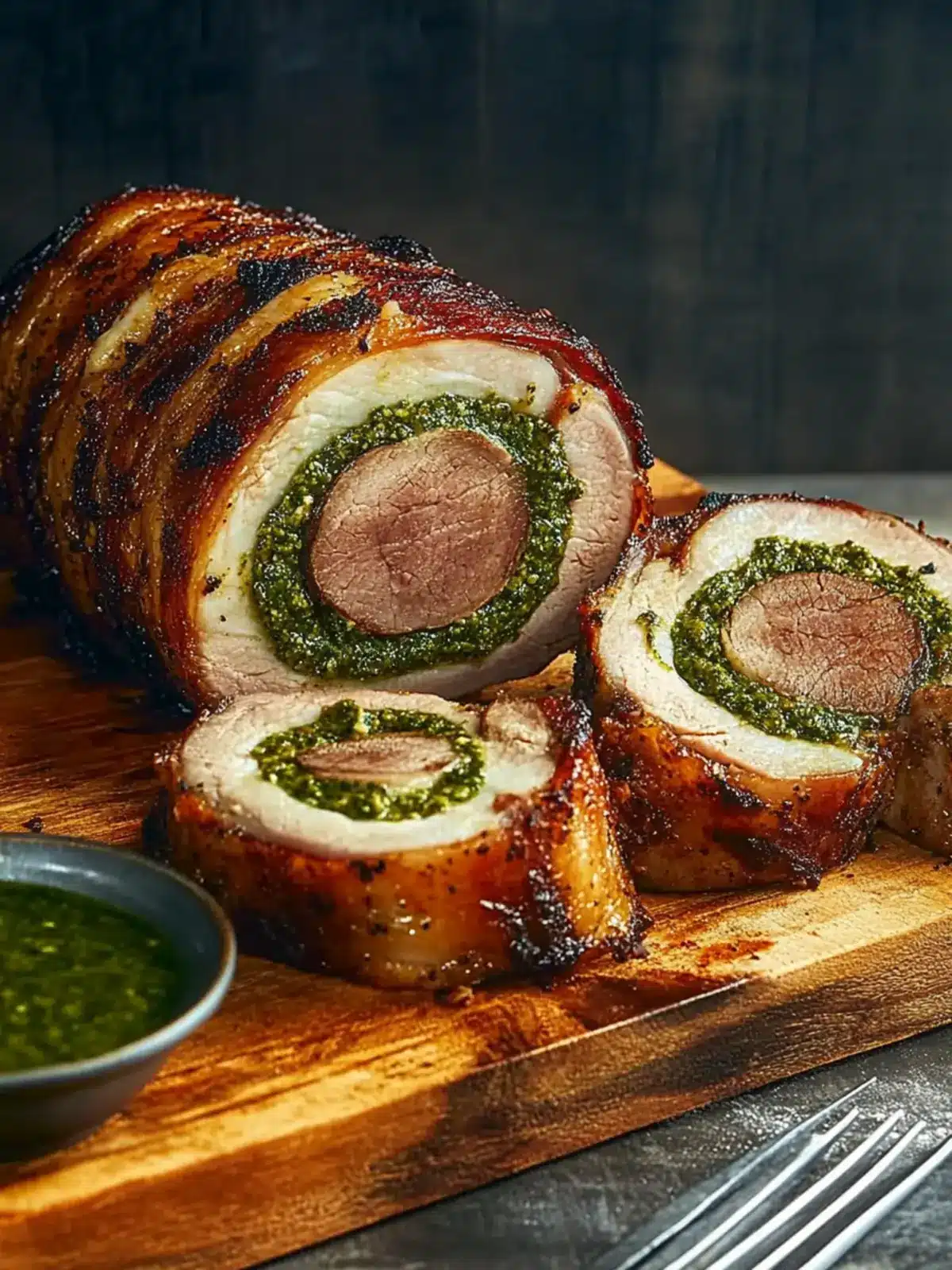 Pork Loin Stuffed with Pesto and Prosciutto
