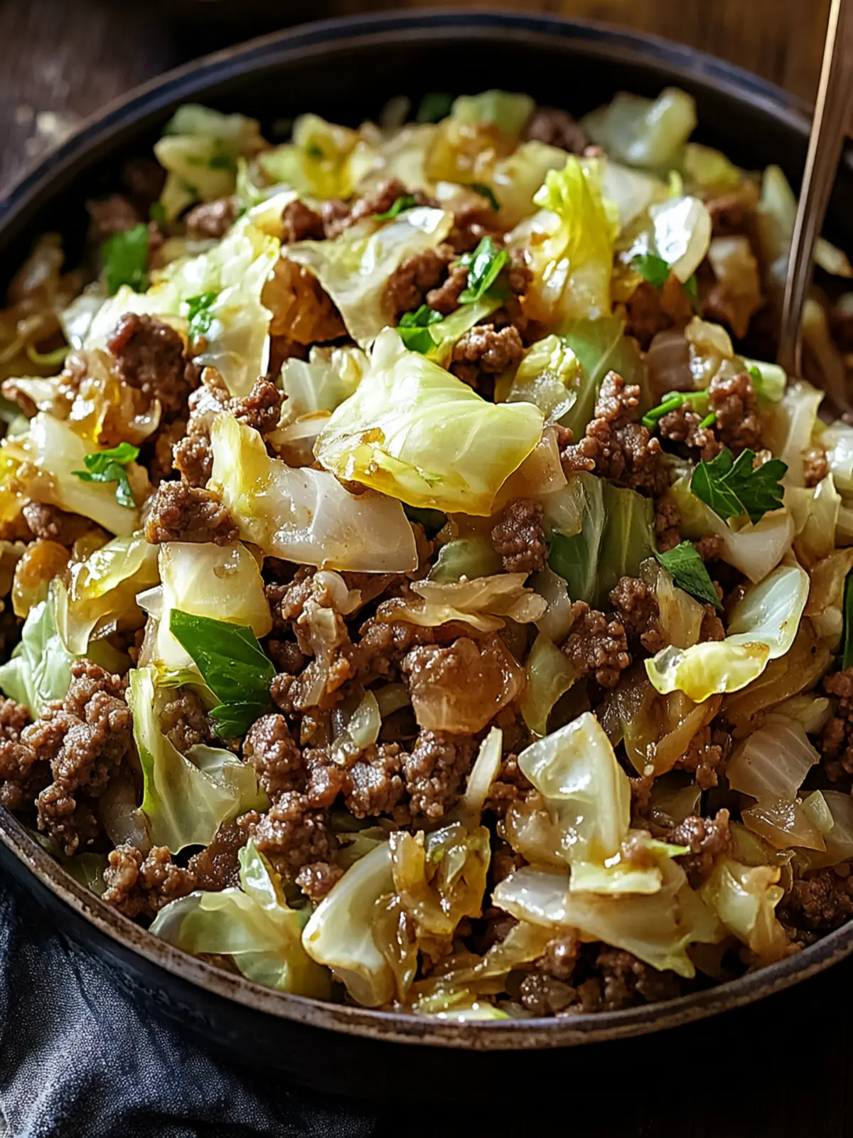 Ground Beef and Chopped Cabbage