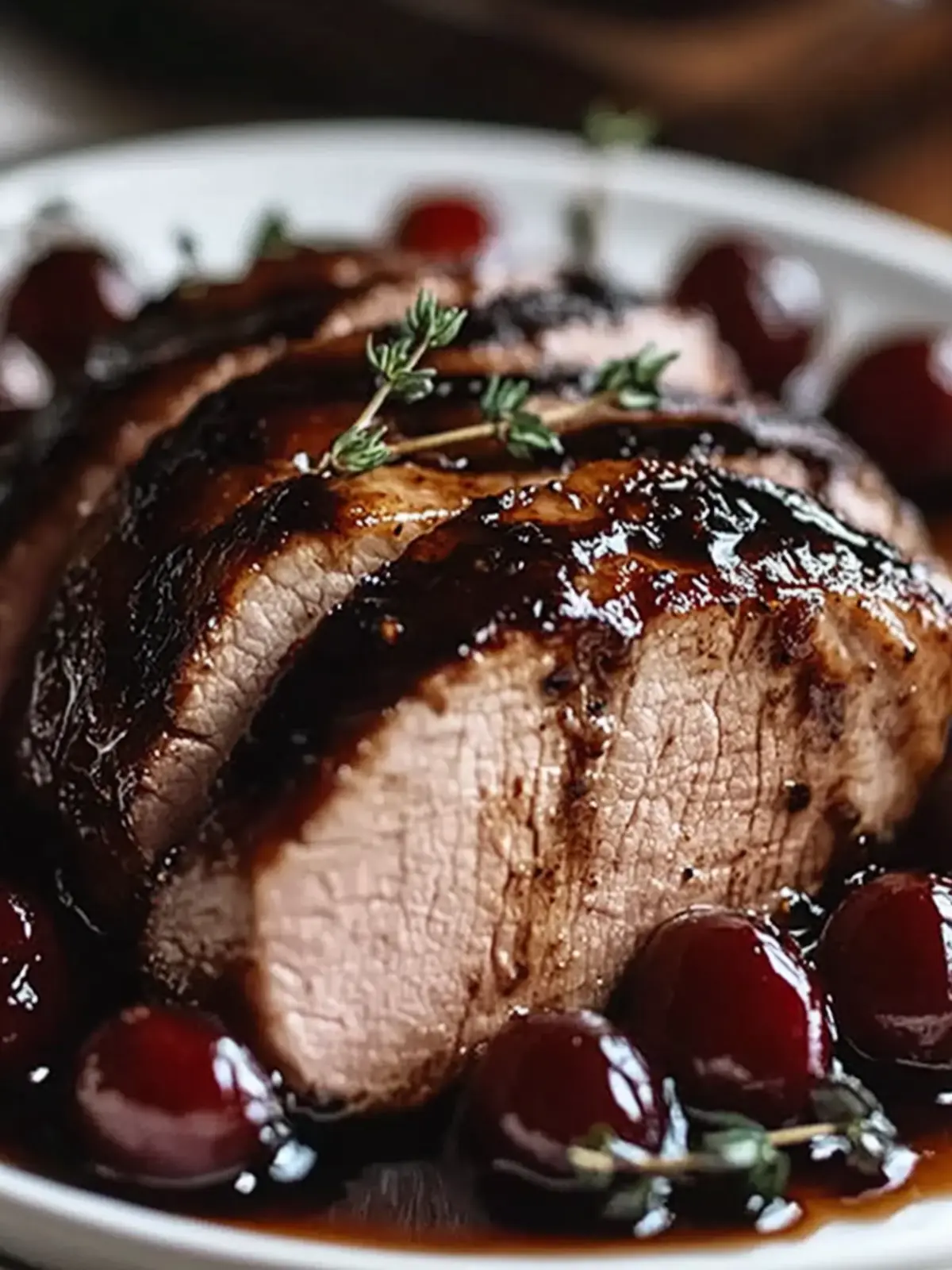 Cherry Balsamic Glazed Pork Tenderloin