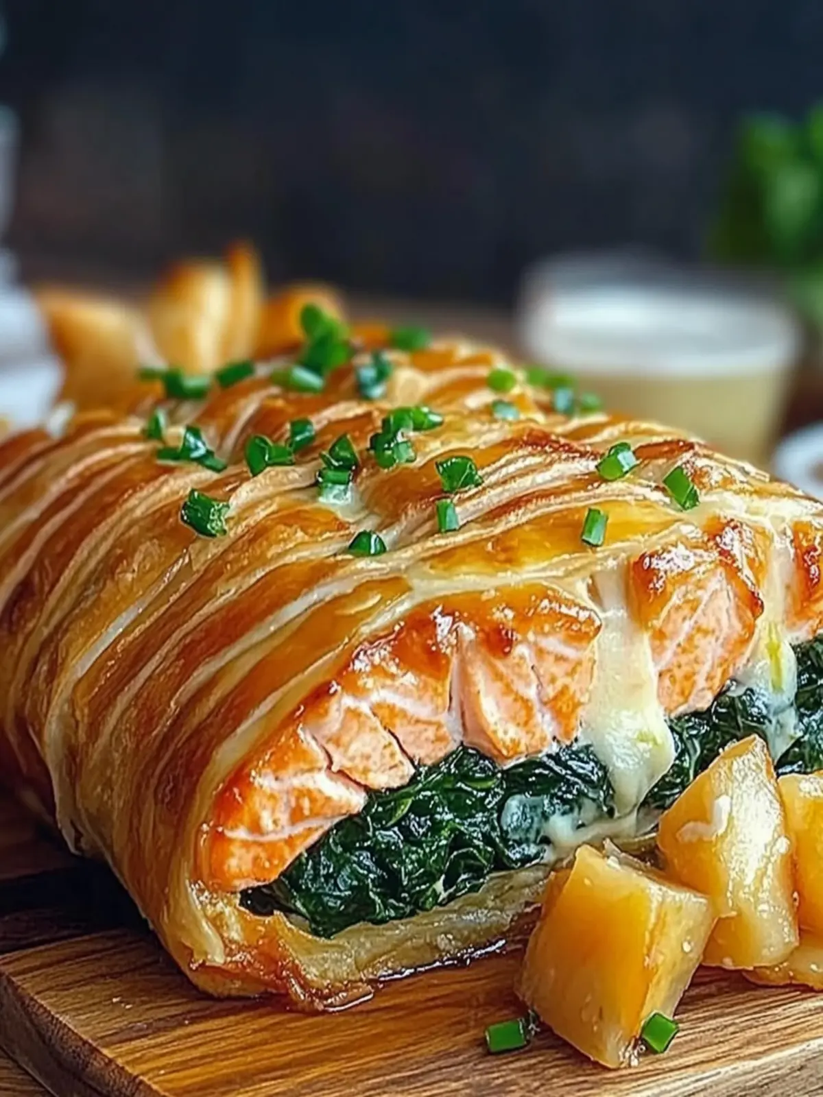 Savory Spinach and Cheese Stuffed Salmon Wellington Recipe 2 Spinach and Cheese Stuffed Salmon Wellington