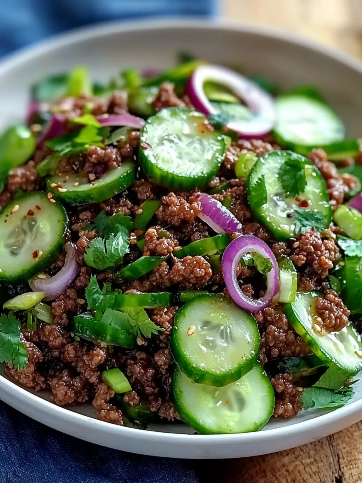 Spicy Korean Ground Beef with Crunchy Cucumber Salad Delight 2 Spicy Korean Ground Beef with Cucumber Salad