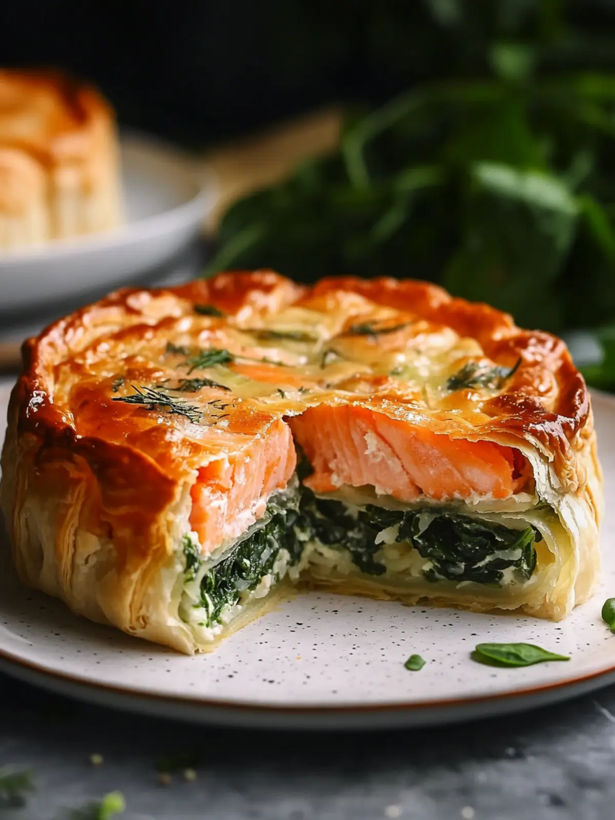 Rice & Spinach Puff Pastry Salmon Cake