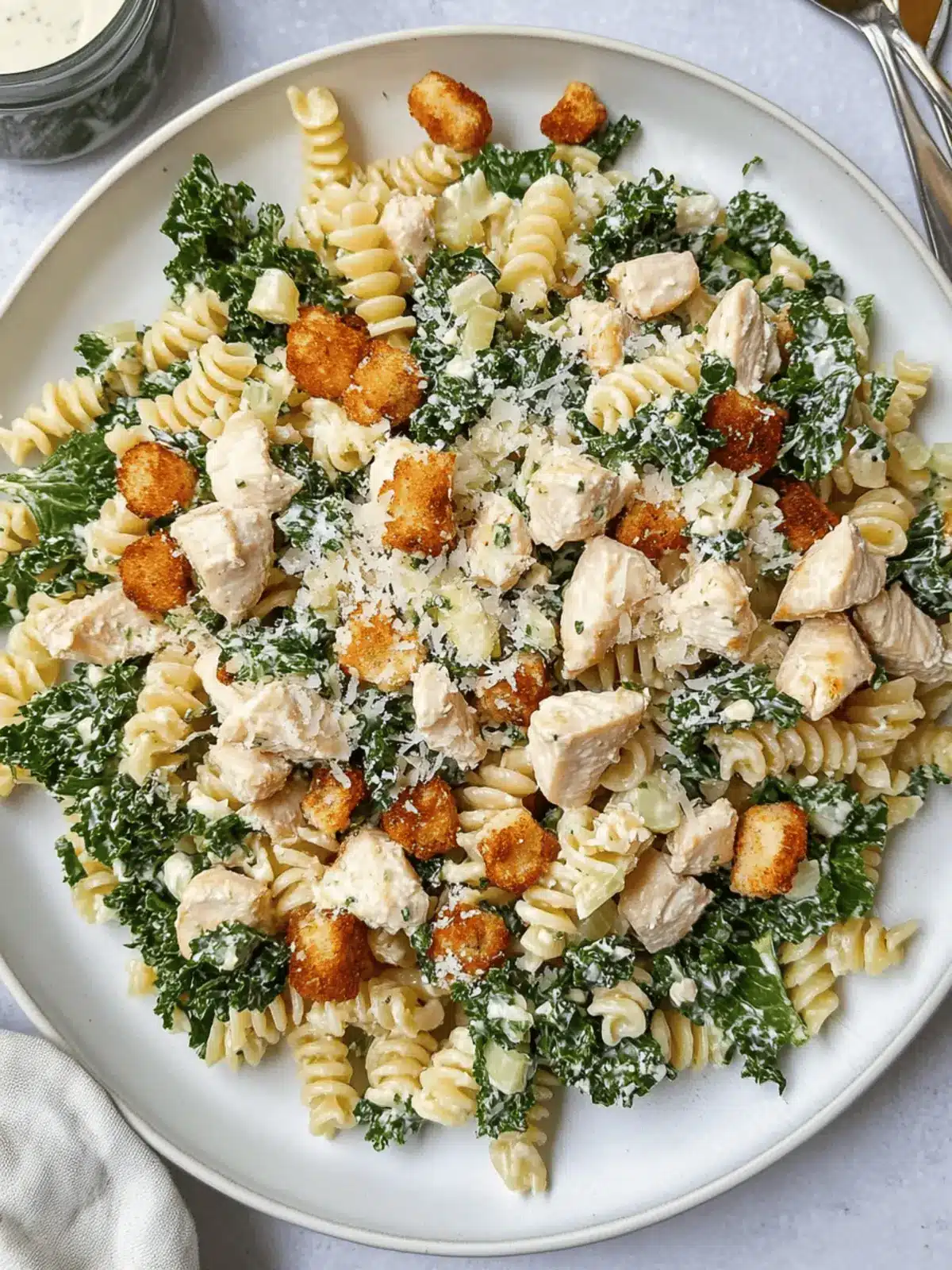 Kale Chicken Caesar Pasta Salad
