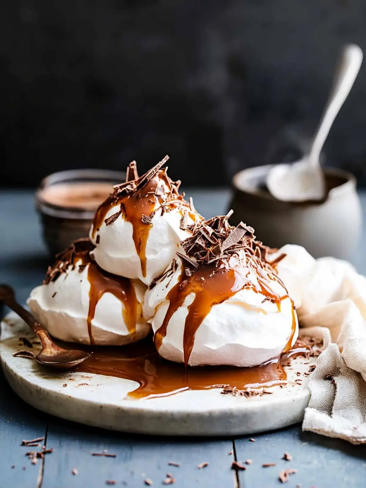 Divine Chocolate Pavlova with Salted Caramel Sauce Delight 3 Chocolate Pavlova with Salted Caramel Sauce