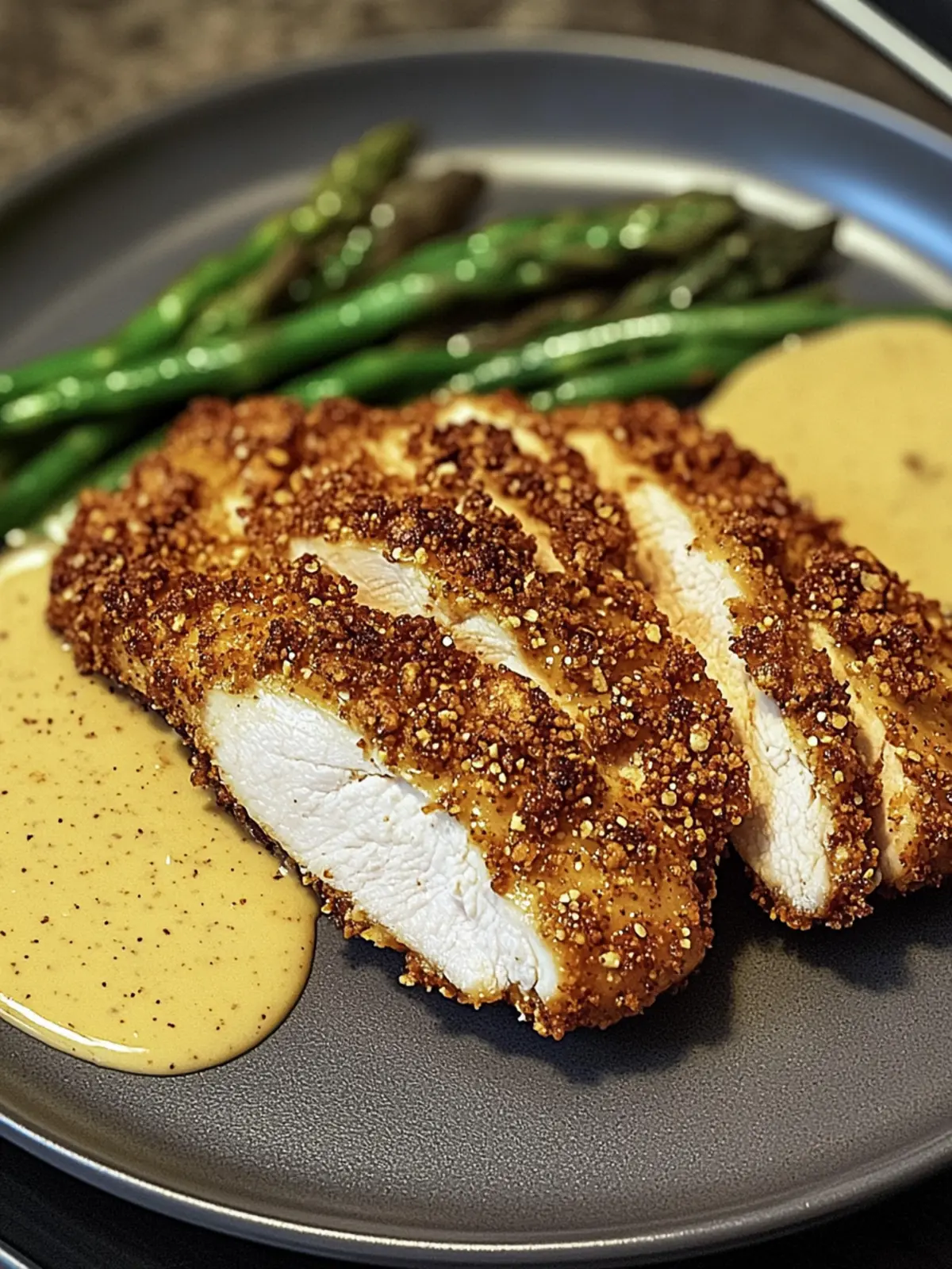 Pretzel Crusted Chicken with Cheddar Mustard Sauce