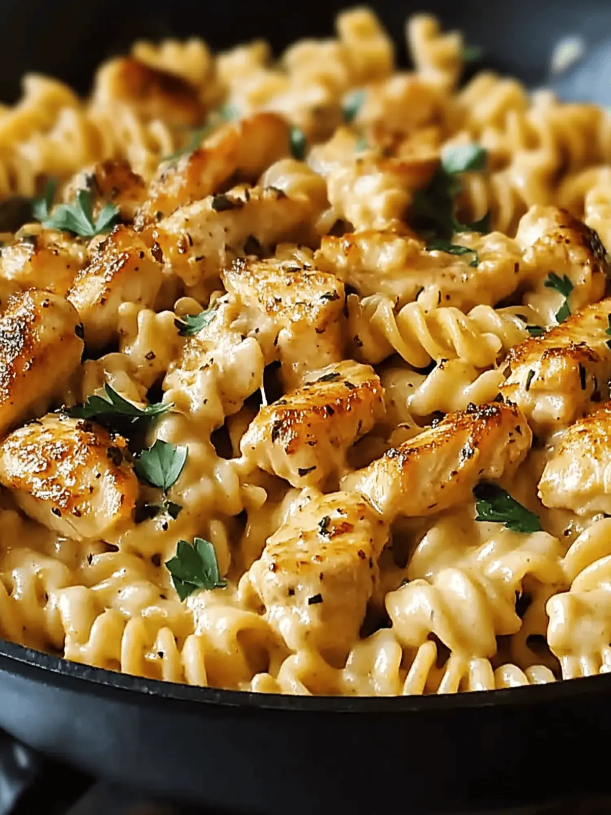 Cheesy Cajun Garlic Chicken Rotini Skillet