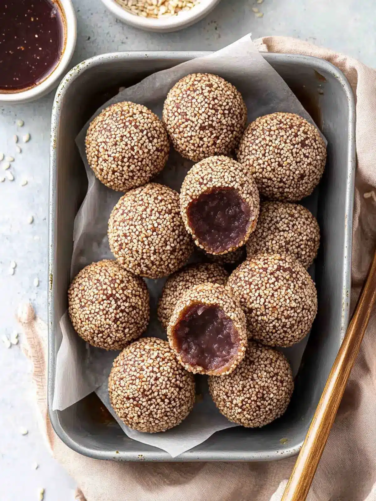 Delicious Red Bean Sesame Balls: A Sweet Homemade Treat 2 Red Bean Sesame Balls