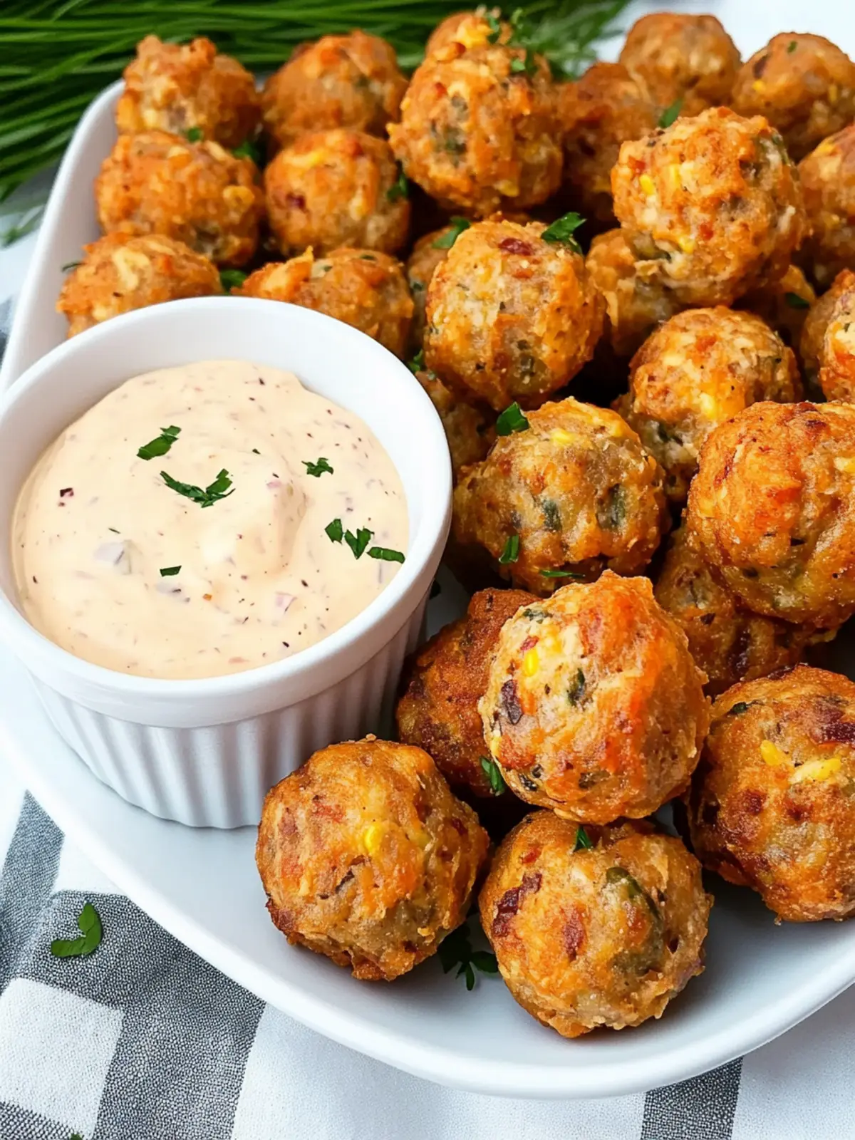 Creole Sausage Balls with Remoulade Sauce