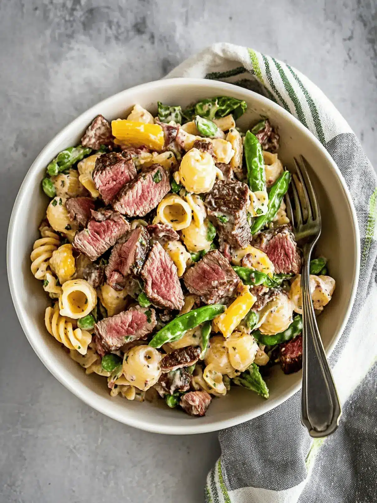 Savory Steak Pasta Salad with Creamy Asparagus Dressing 4 Steak Pasta Salad