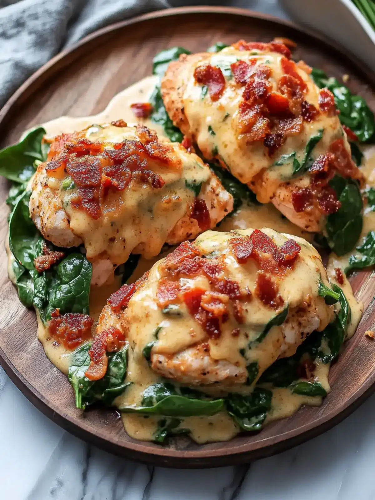 Smothered Chicken BLT with Spinach and Parmesan
