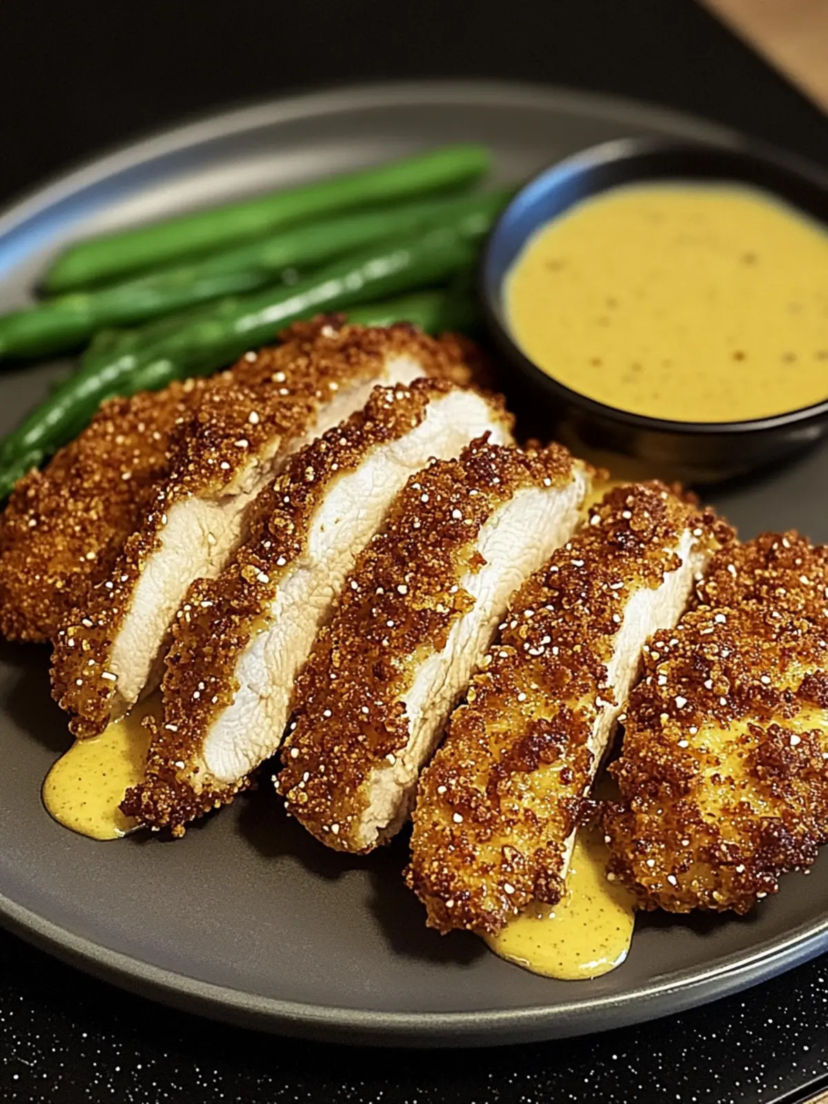 Pretzel Crusted Chicken with Cheddar Mustard Sauce