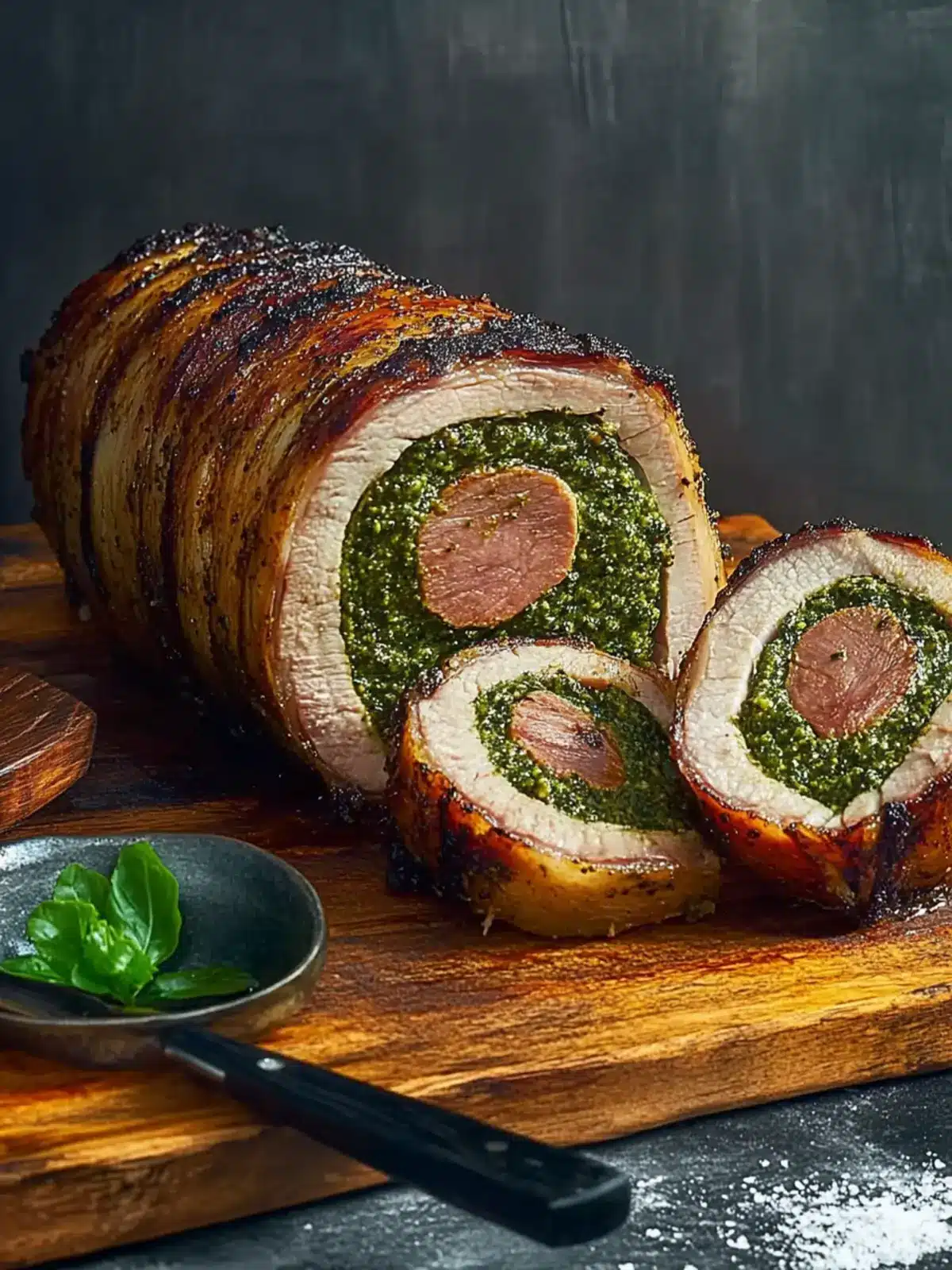 Pork Loin Stuffed with Pesto and Prosciutto
