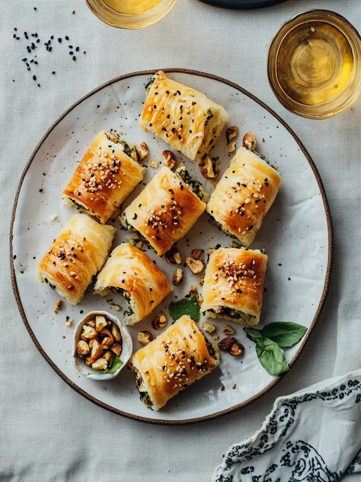 Pickled walnut and cheese rolls