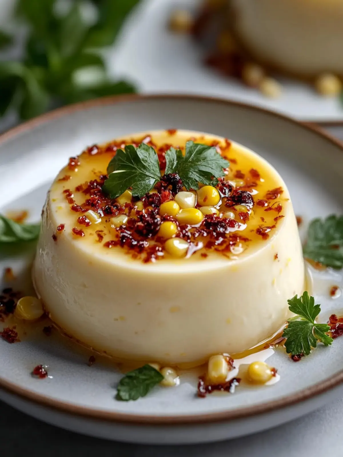 Savory Roasted Corn Panna Cotta with Zesty Chili-Lime Oil 3 Roasted Corn Panna Cotta