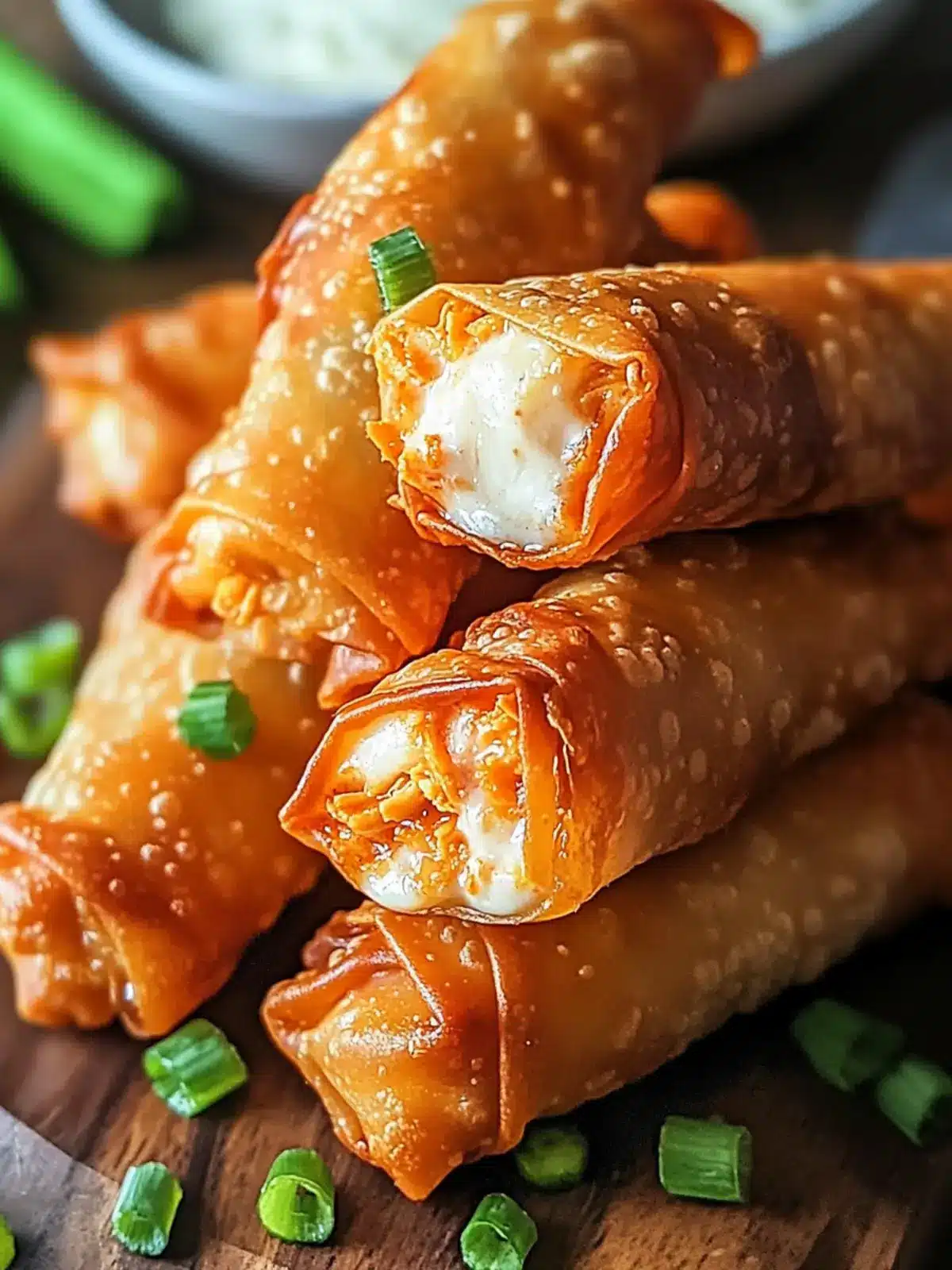 Crispy Buffalo Chicken Dip Egg Rolls
