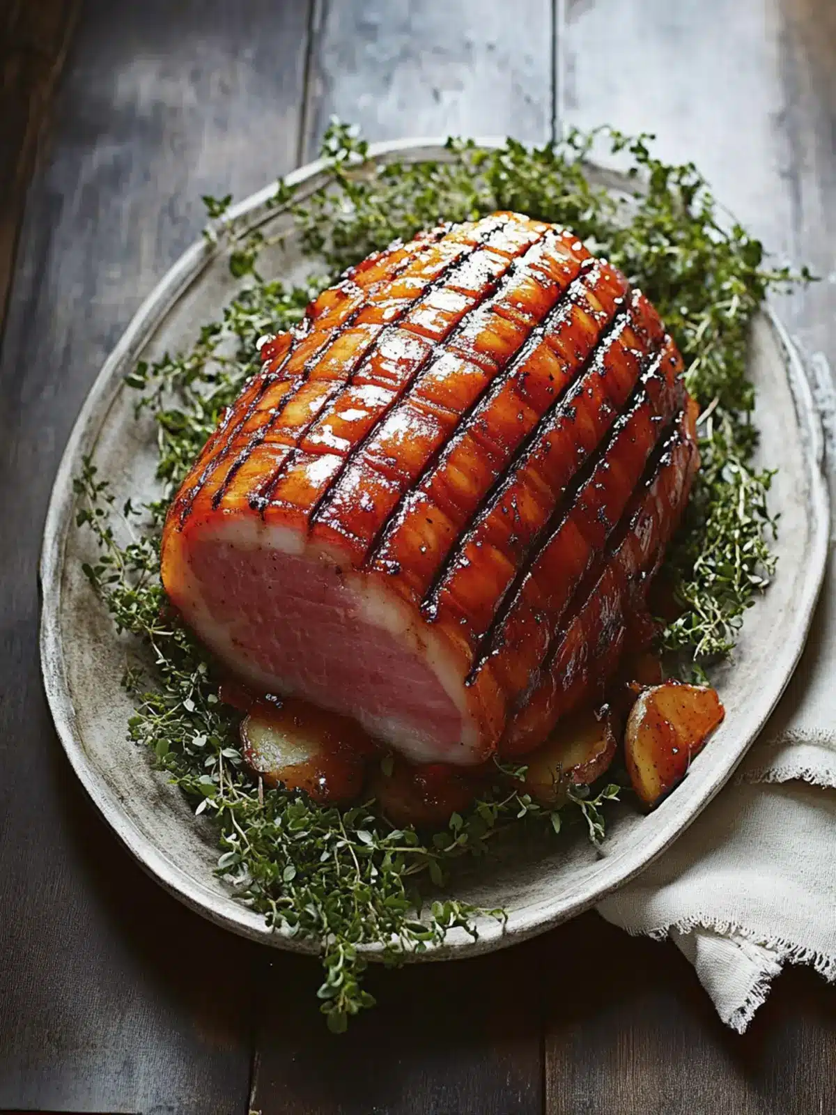 bourbon marmalade and ginger glazed ham