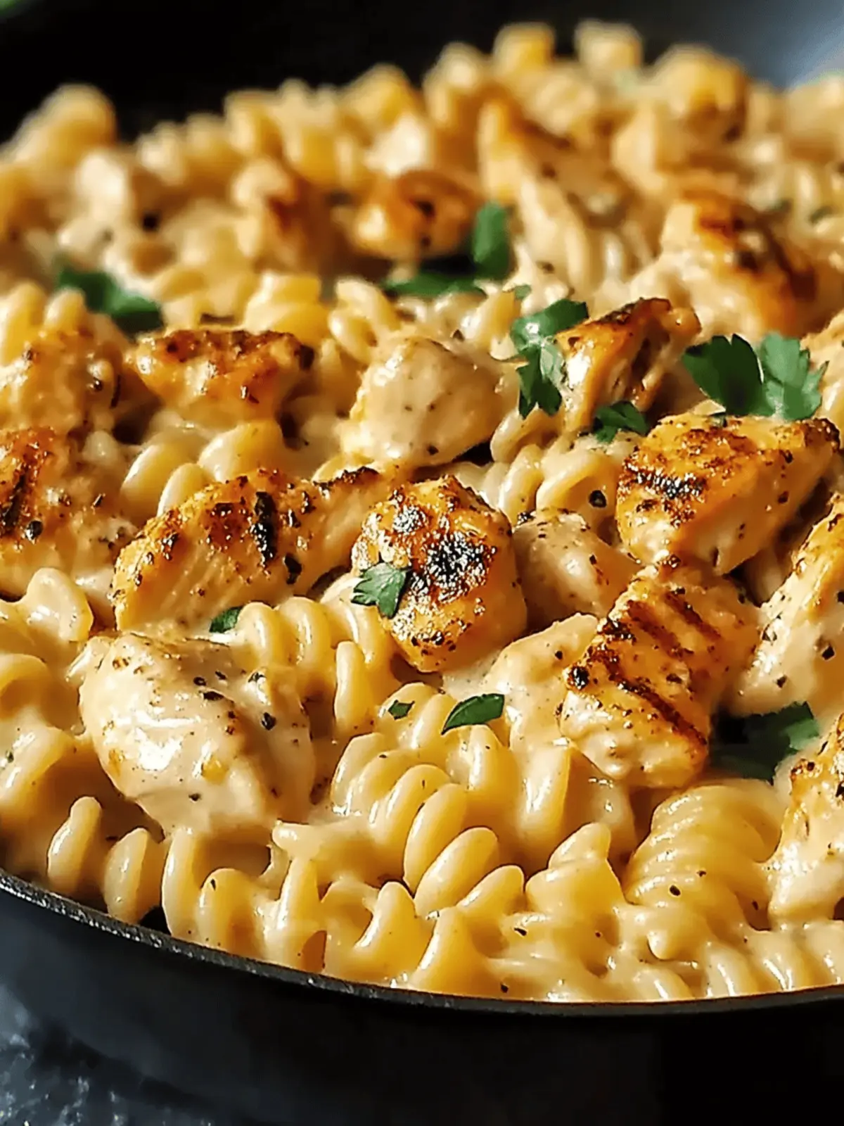 Cheesy Cajun Garlic Chicken Rotini Skillet