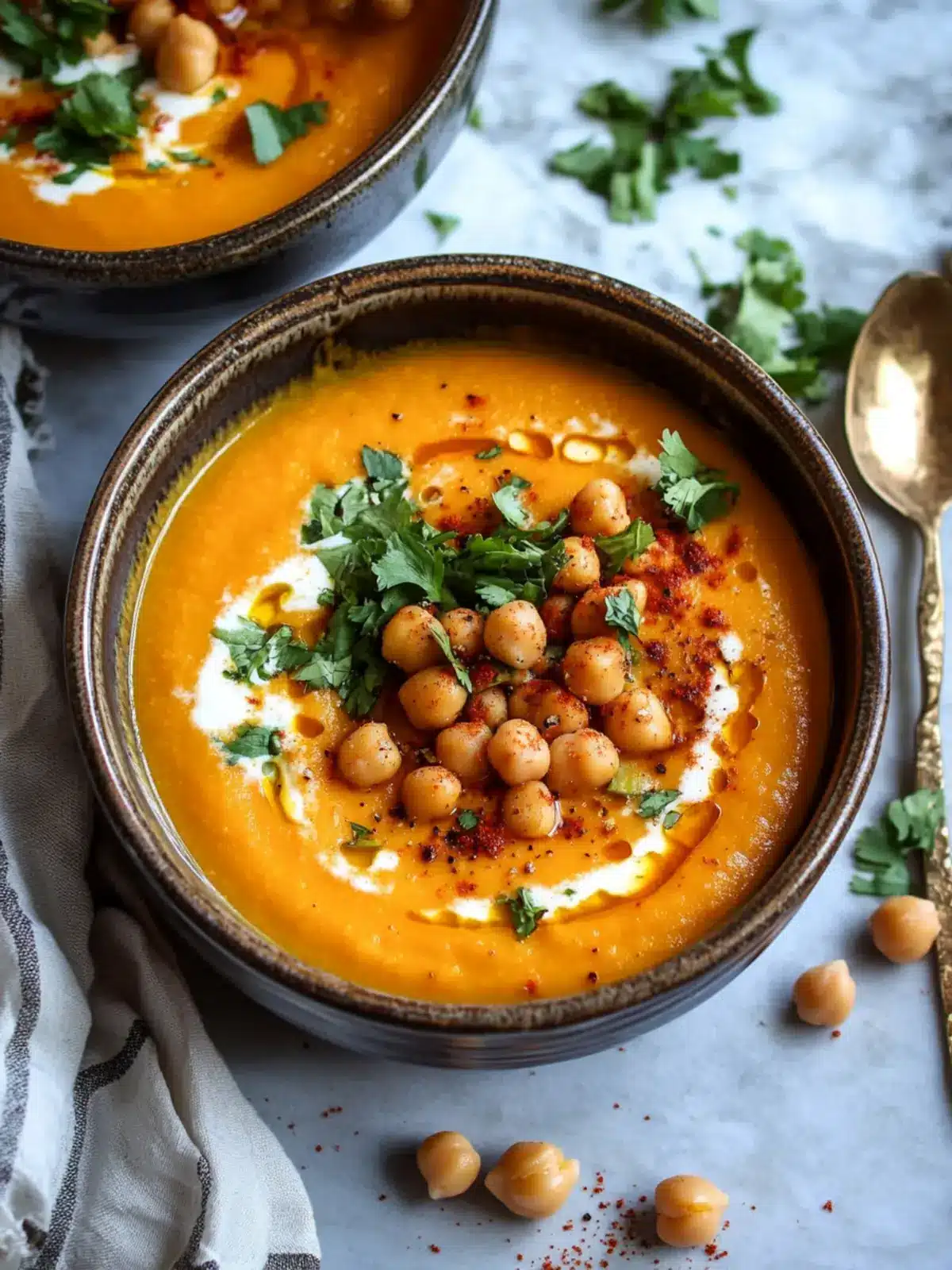Moroccan Sweet Potato Soup with Chickpeas