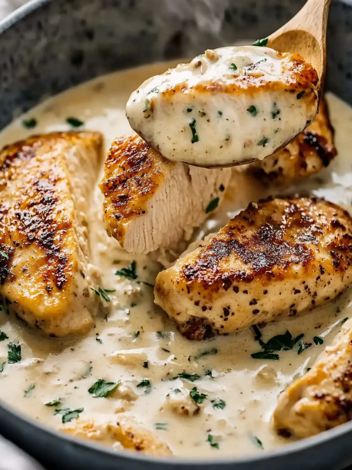 Chicken Breast and Creamy Garlic Sauce