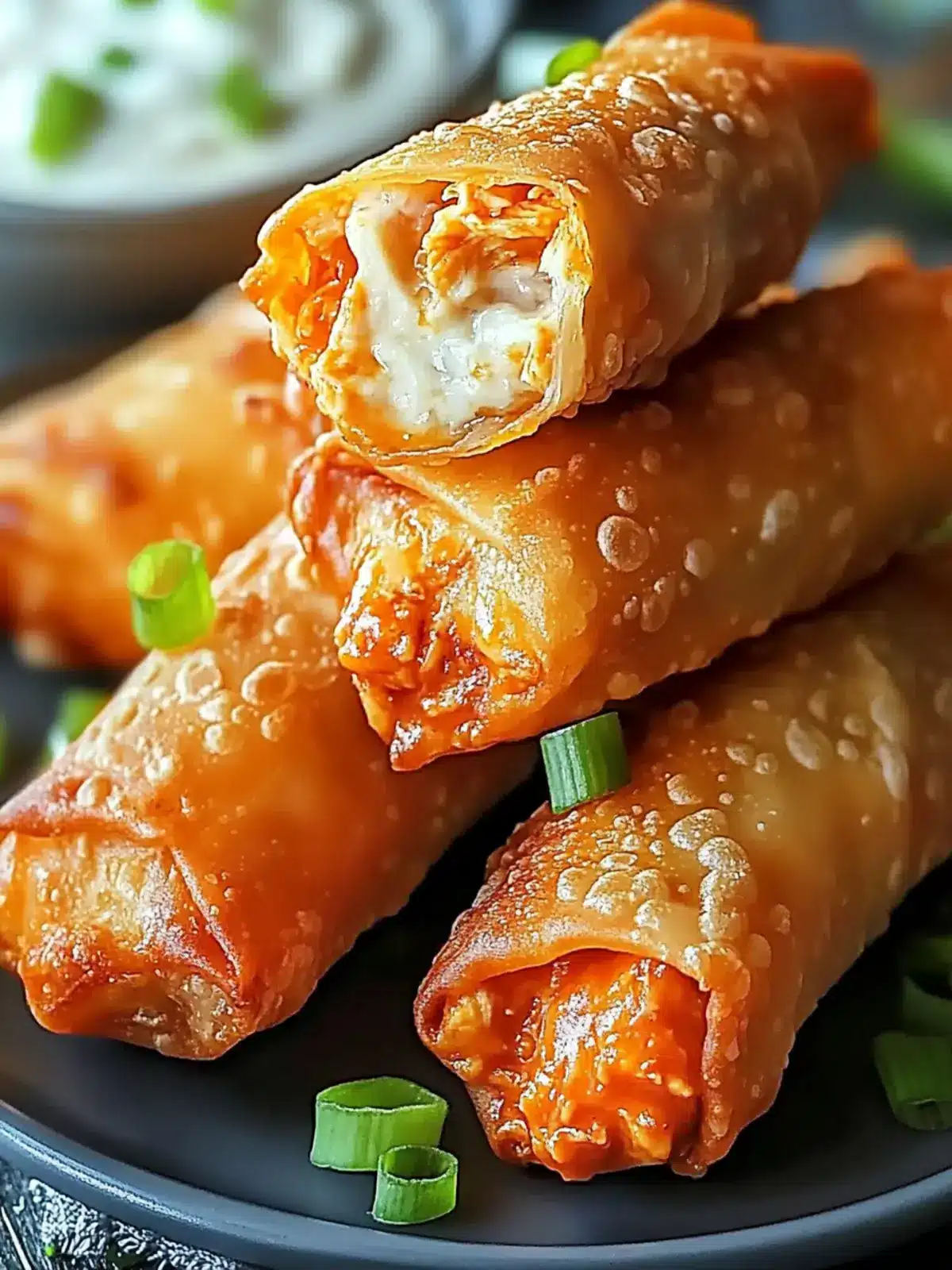 Crispy Buffalo Chicken Dip Egg Rolls