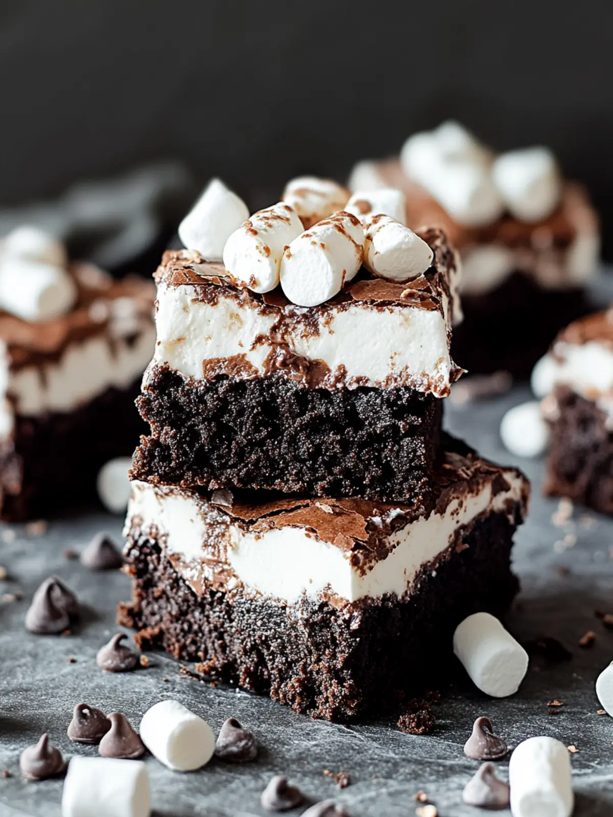 Hot Chocolate Brownies with Marshmallow Frosting