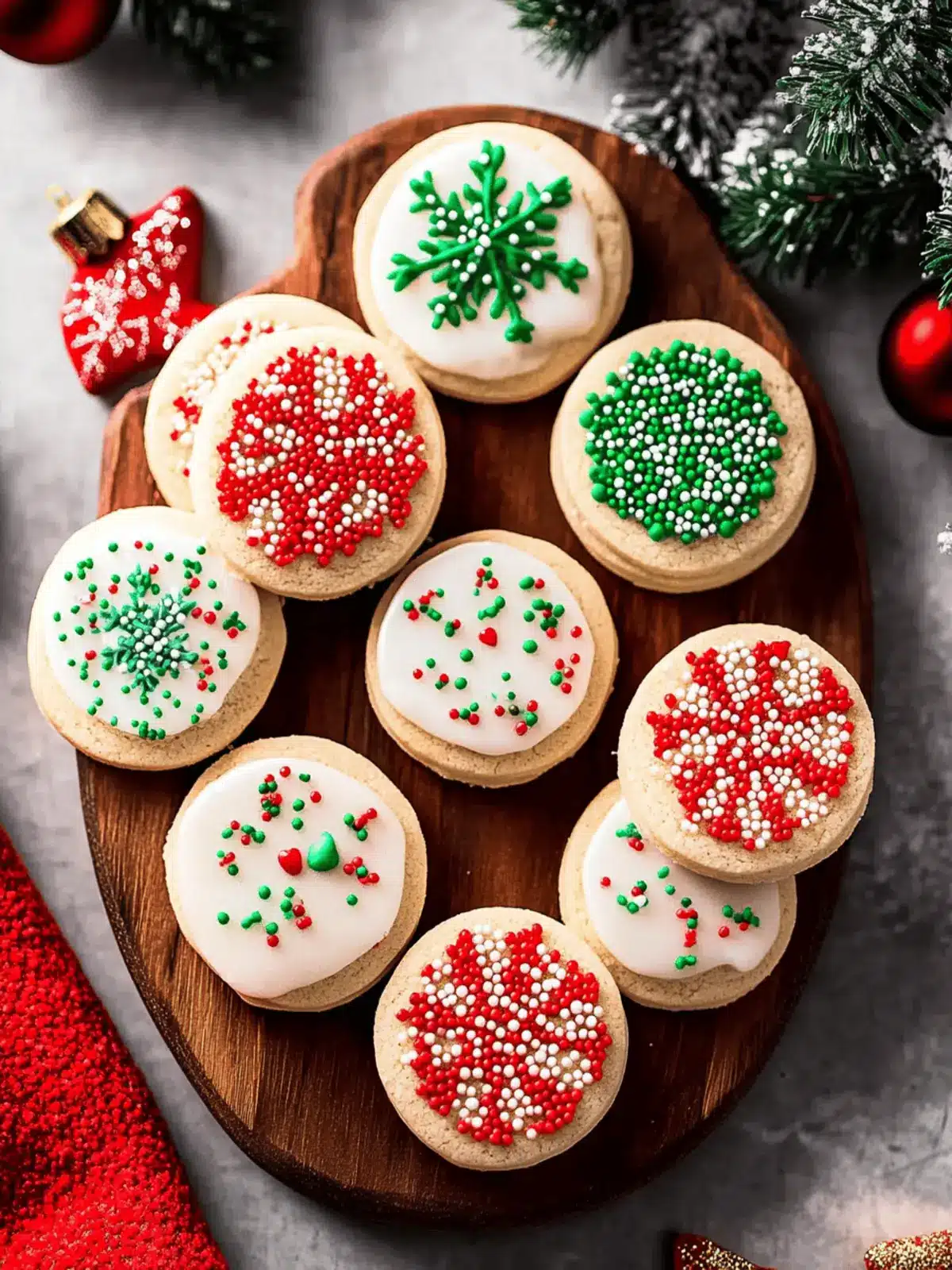stacked Christmas sprinkle cookies