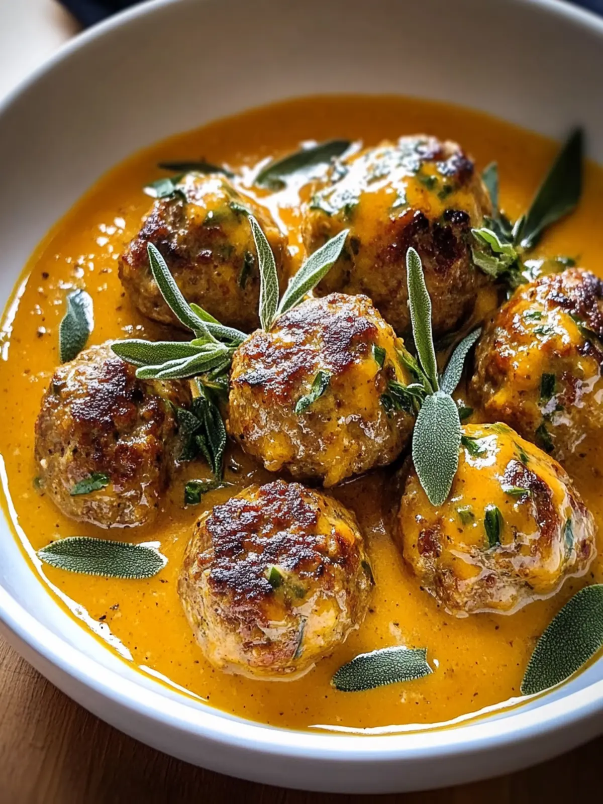 Decadent Turkey Meatballs in Pumpkin Sage Sauce You ll Love 4 Turkey Meatballs in Pumpkin Sage Sauce