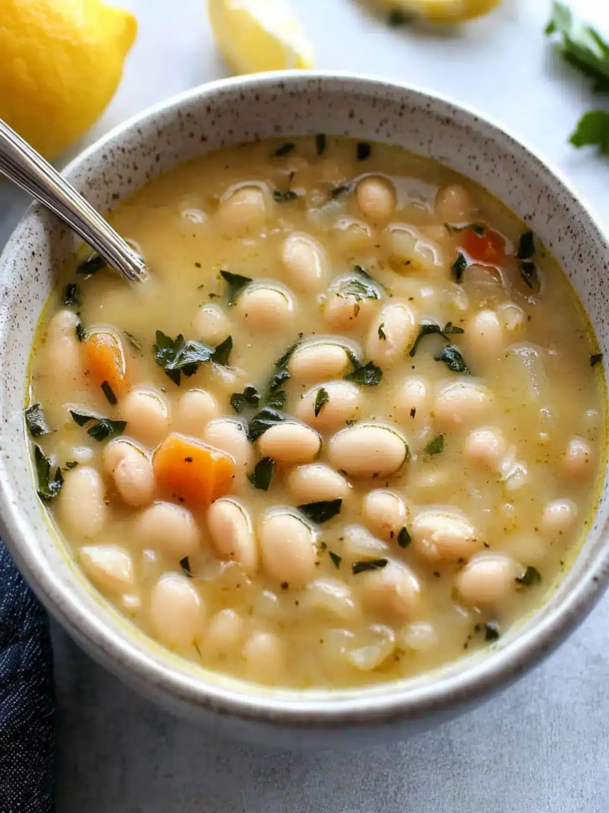 Greek White Bean Soup With Garlic & Lemon