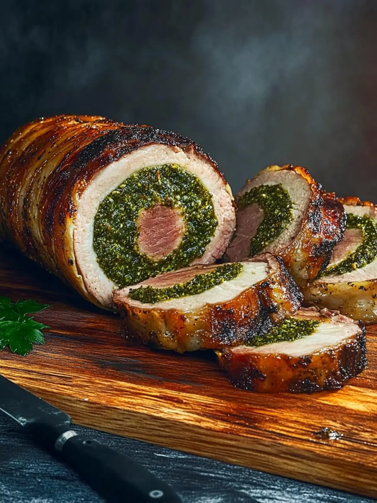 Pork Loin Stuffed with Pesto and Prosciutto