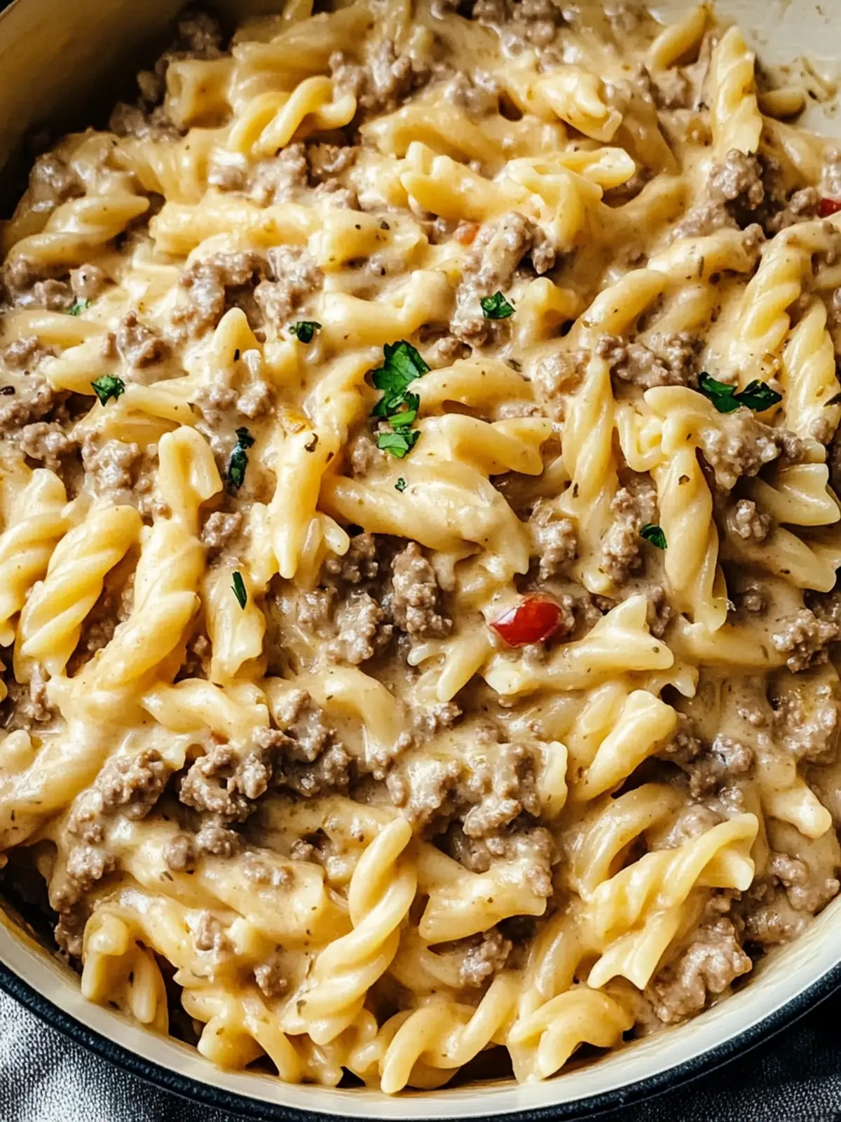 Stovetop Creamy Ground Beef Pasta