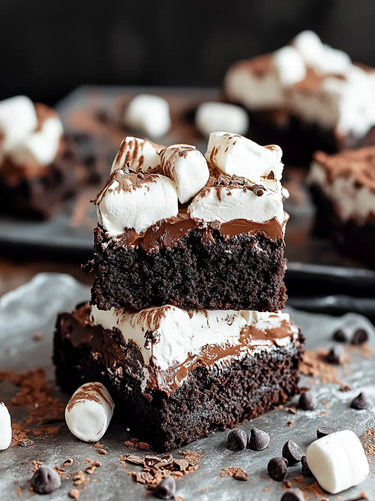 Hot Chocolate Brownies with Marshmallow Frosting