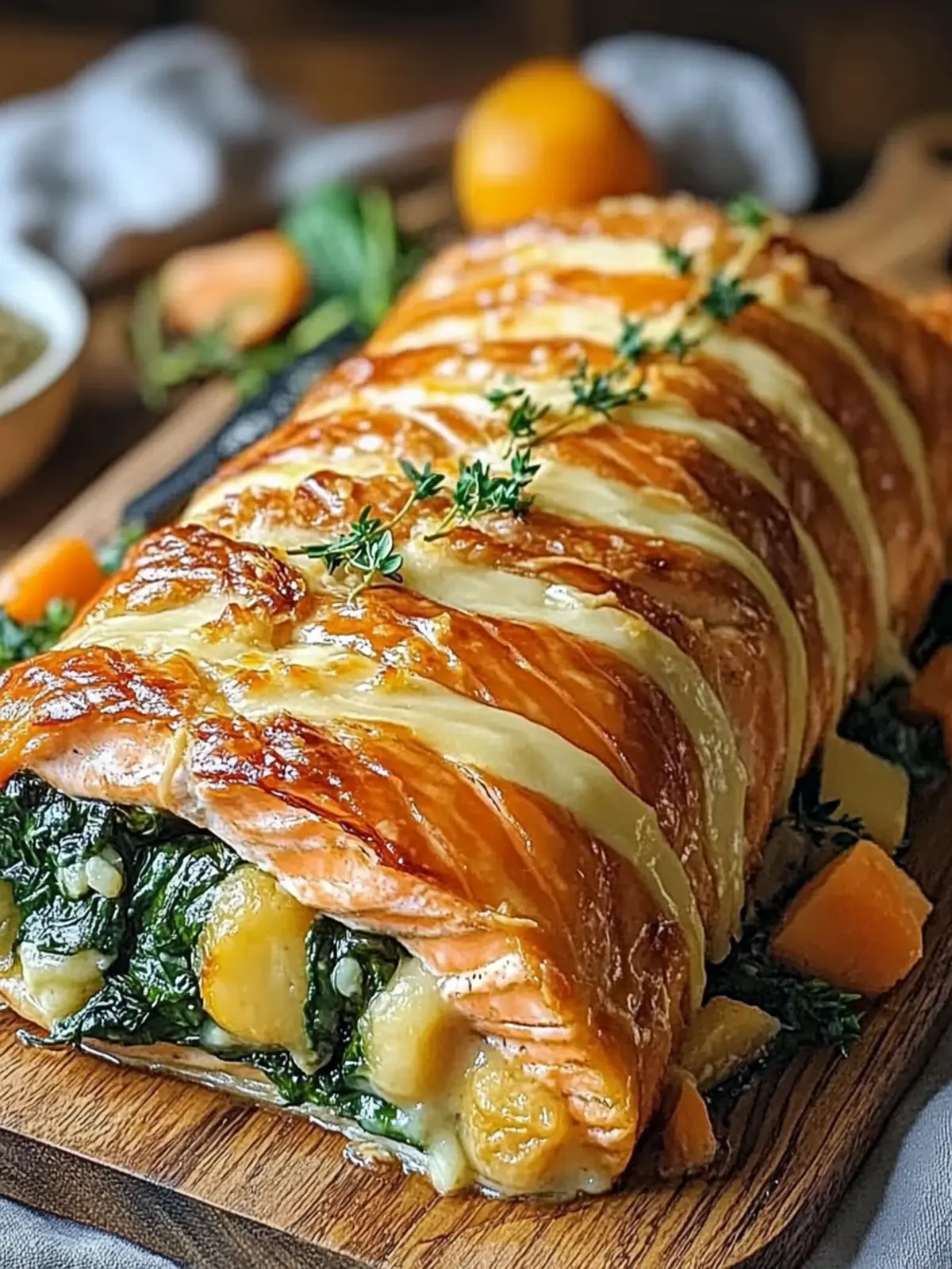 Savory Spinach and Cheese Stuffed Salmon Wellington Recipe 3 Spinach and Cheese Stuffed Salmon Wellington