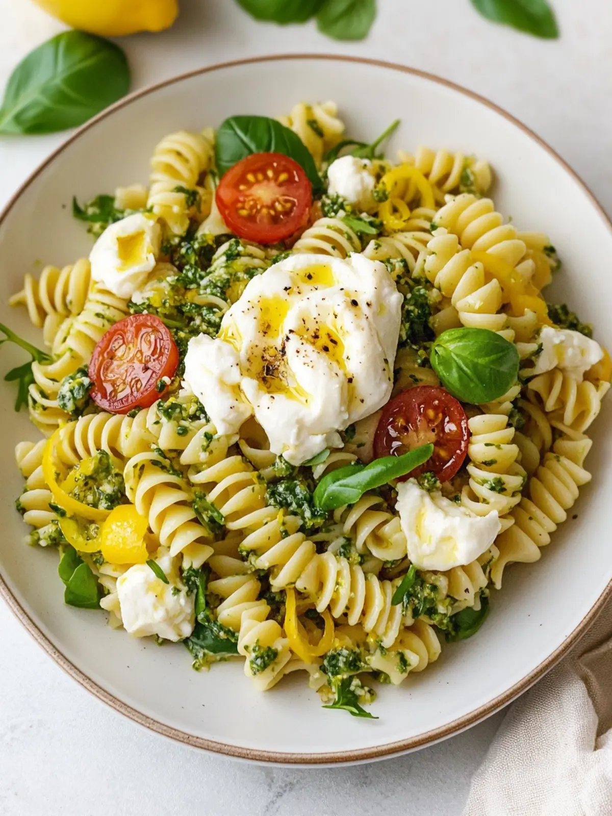 Lemon Burrata Pasta Salad for a Bright Summer Feast 4 Lemon Burrata Pasta Salad