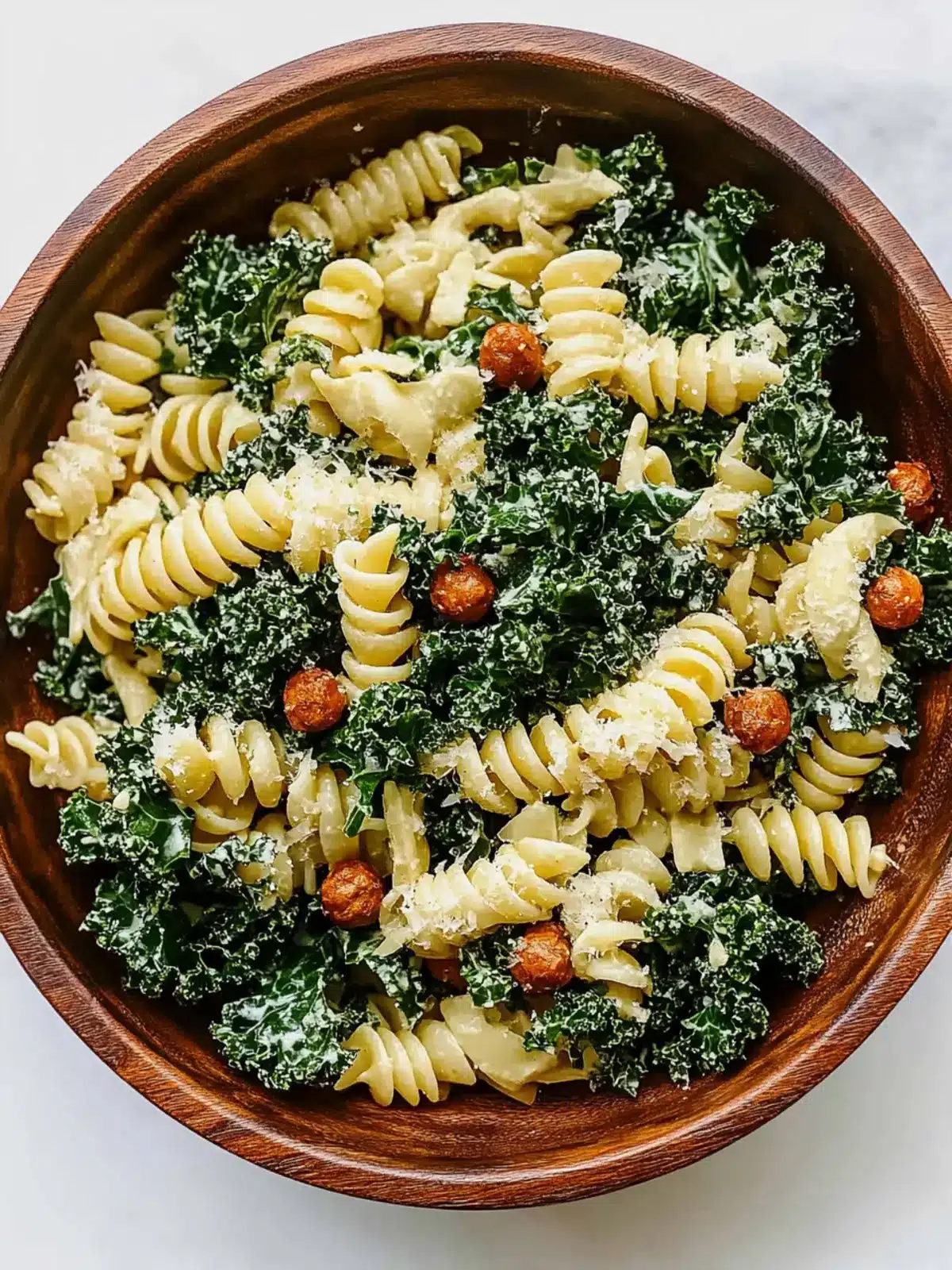 Kale Caesar Pasta Salad with Crispy Chickpeas for a Fresh Twist 3 Kale Caesar Pasta Salad
