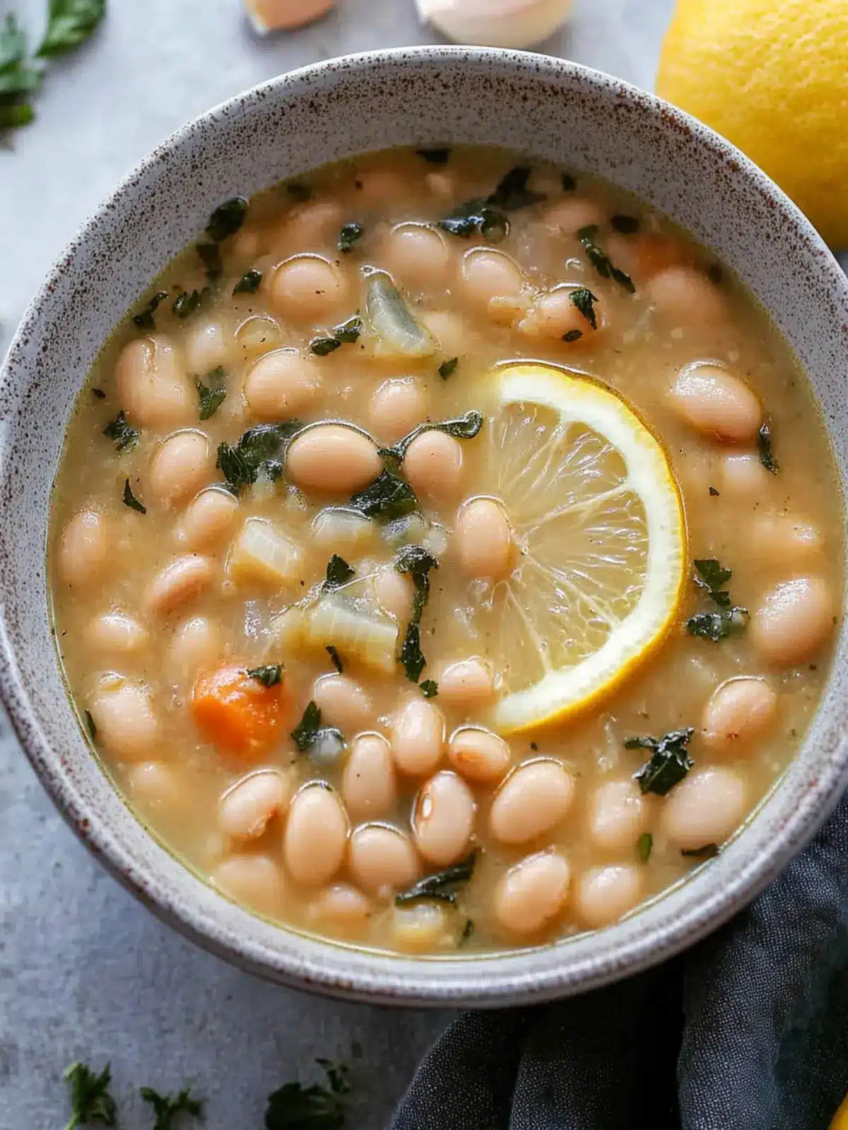 Greek White Bean Soup With Garlic & Lemon