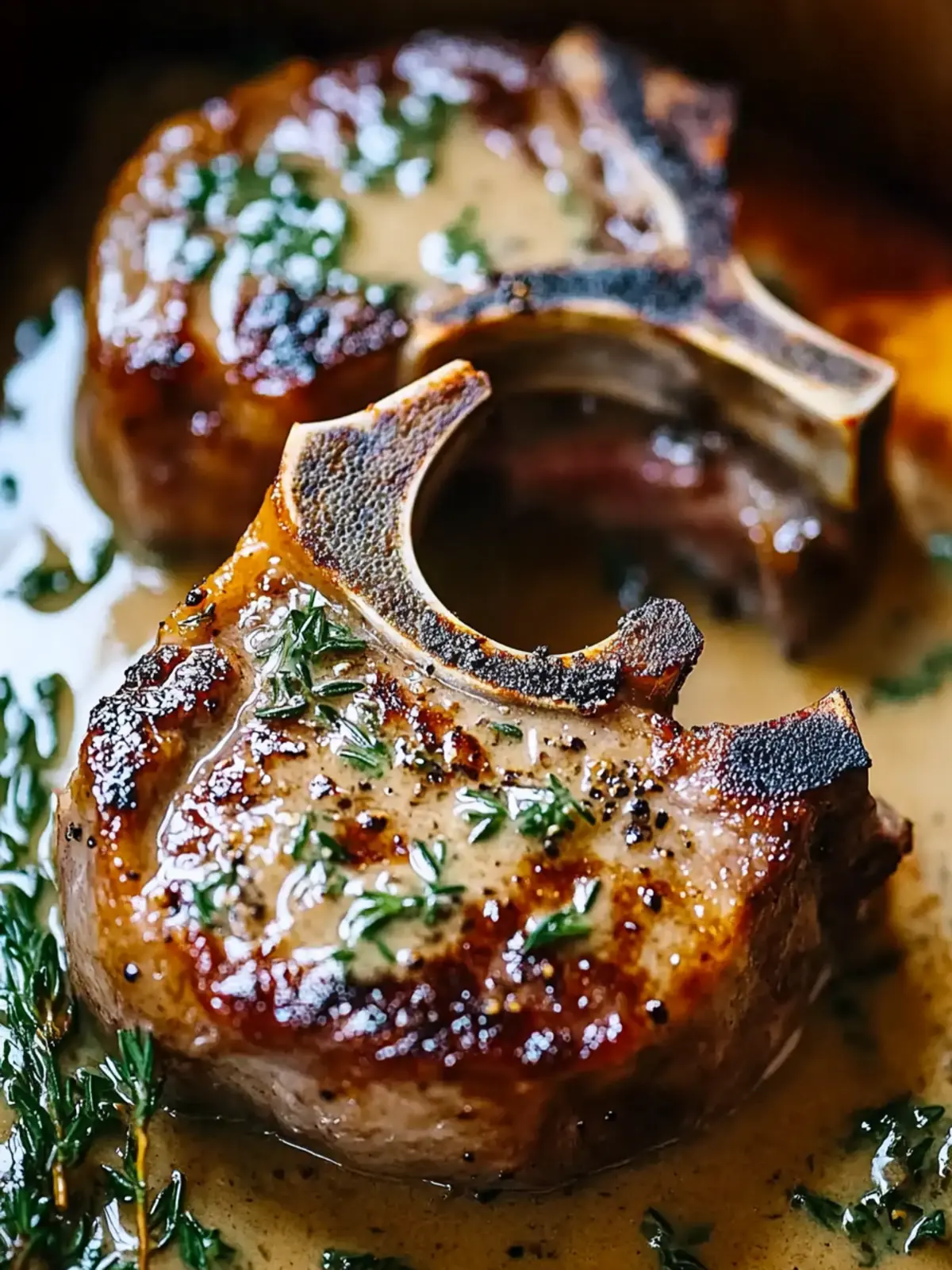 Delicious Lamb Chops with Mustard Thyme Sauce in 30 Minutes 2 Lamb Chops with Mustard Thyme Sauce
