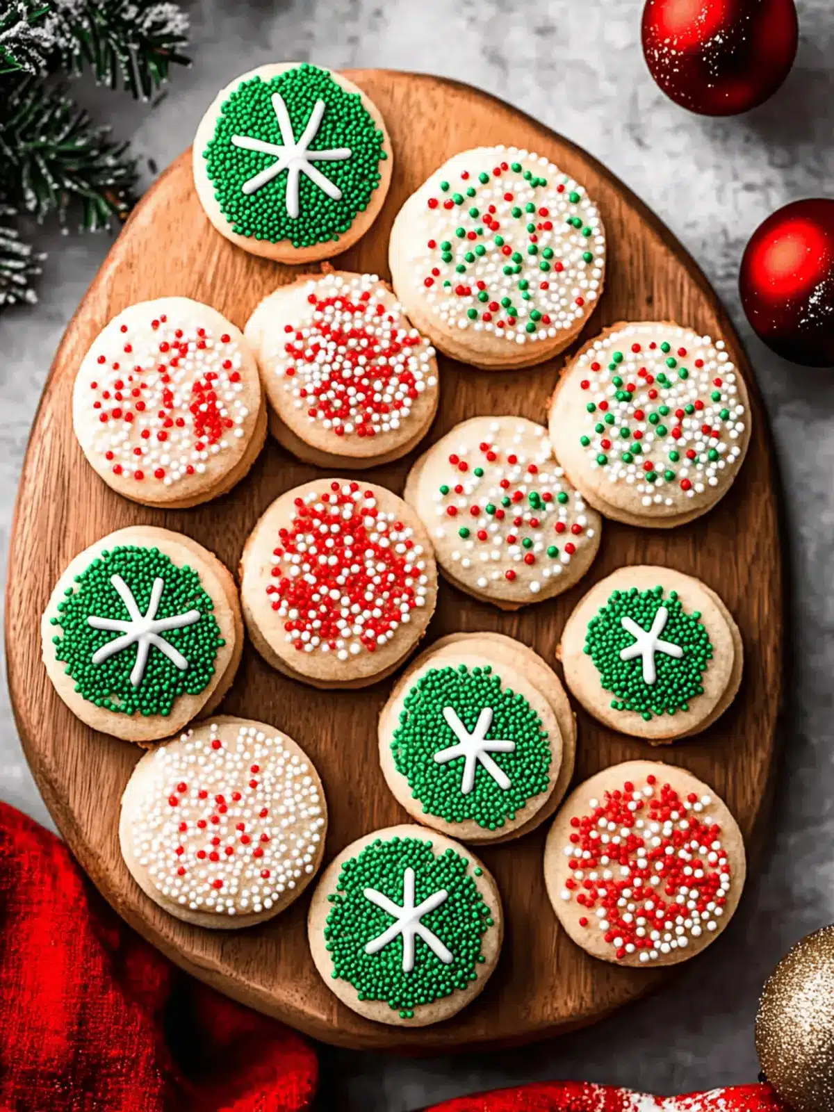 stacked Christmas sprinkle cookies