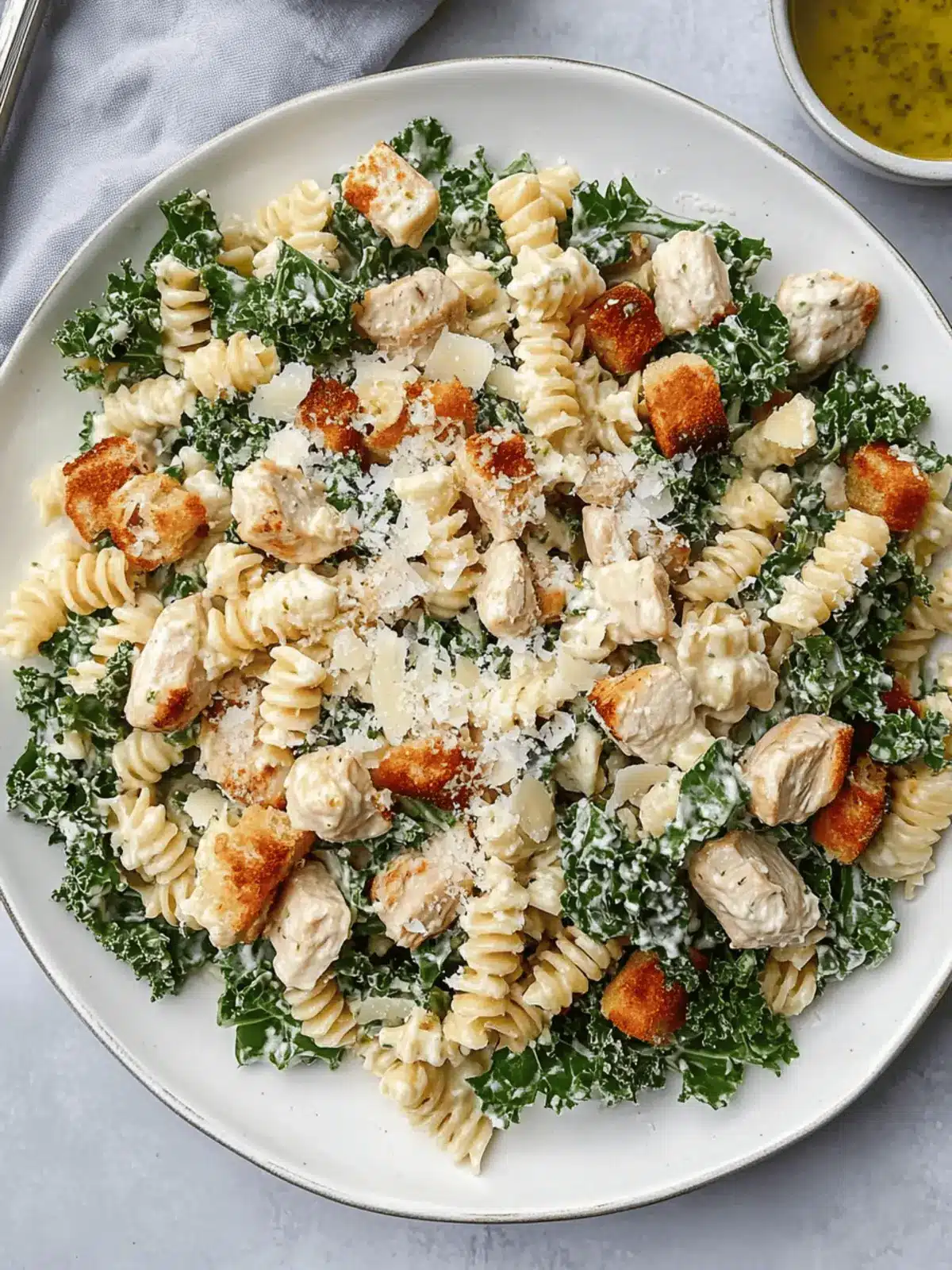 Kale Chicken Caesar Pasta Salad