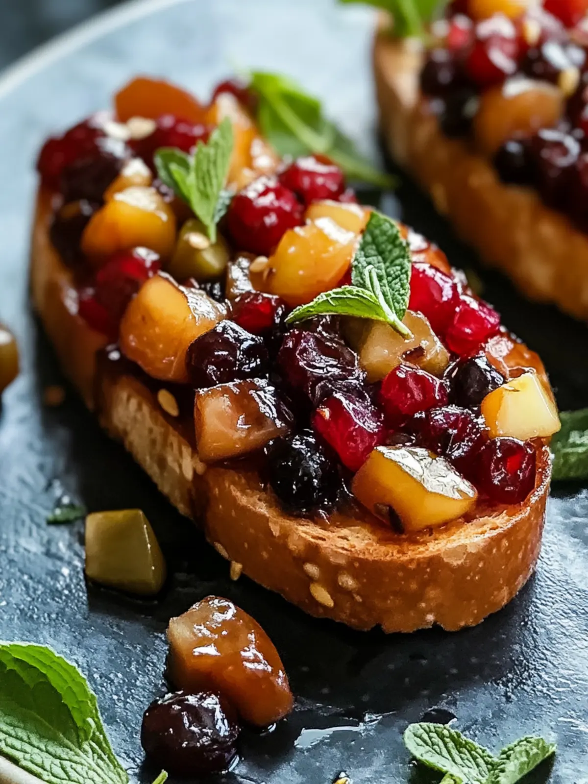 Pan-Seared Fruitcake Bruschetta